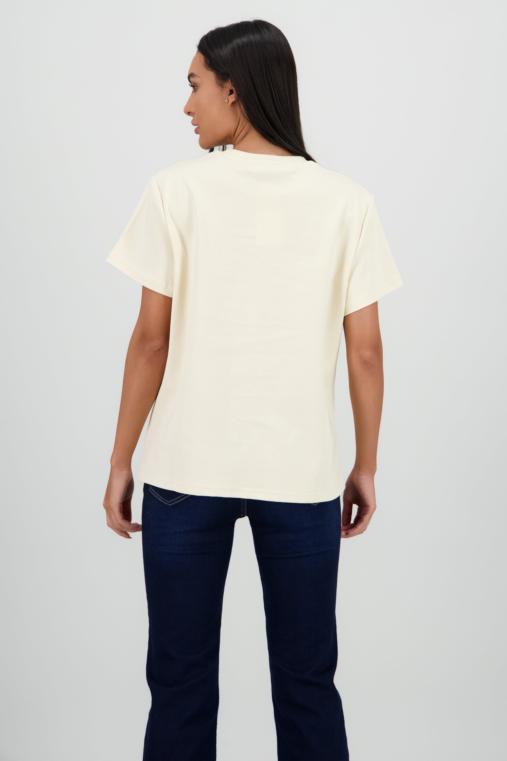 Playera manga corta estampado capri BEIGE