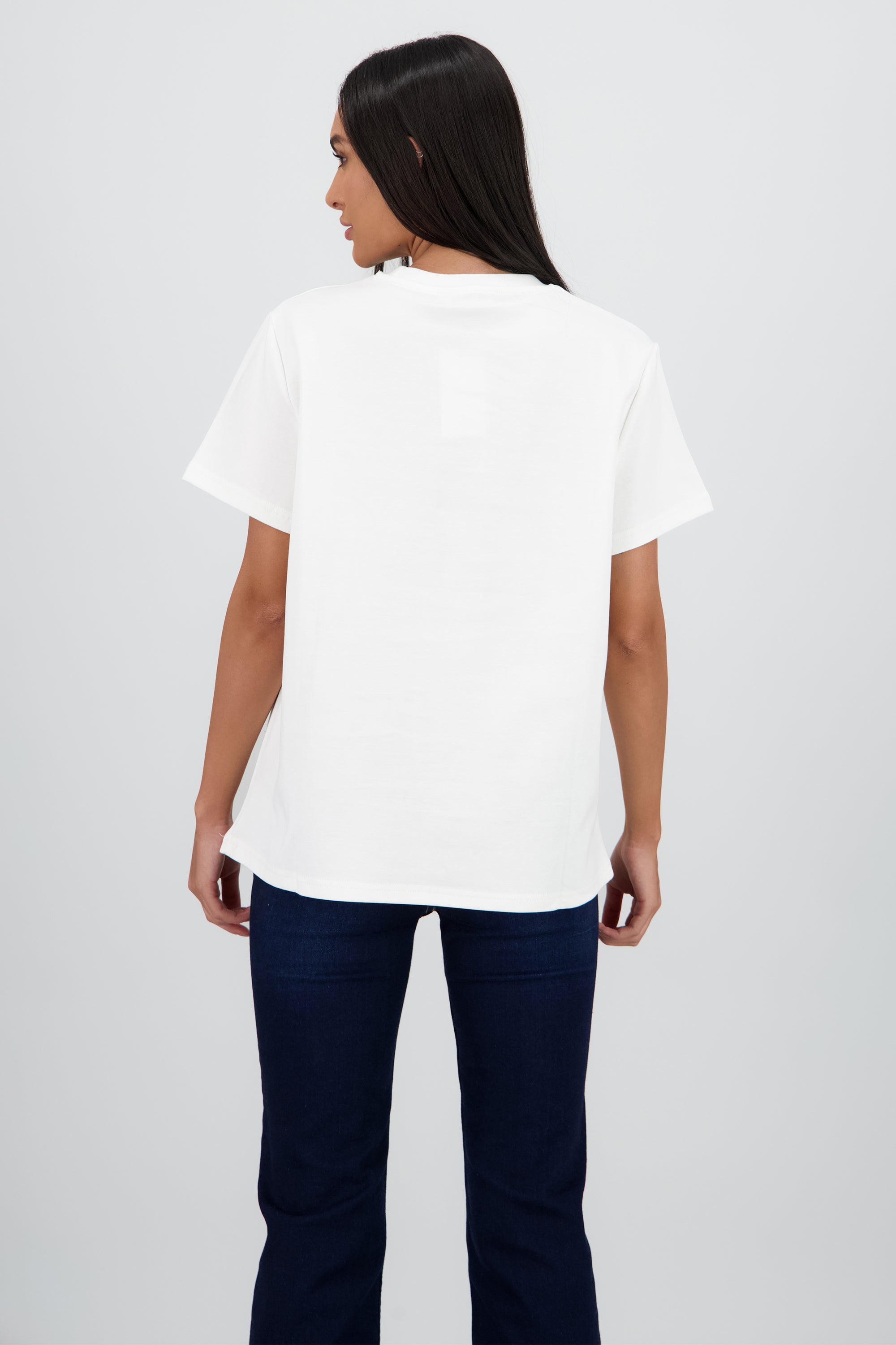 Playera manga corta estampado capri BLANCO