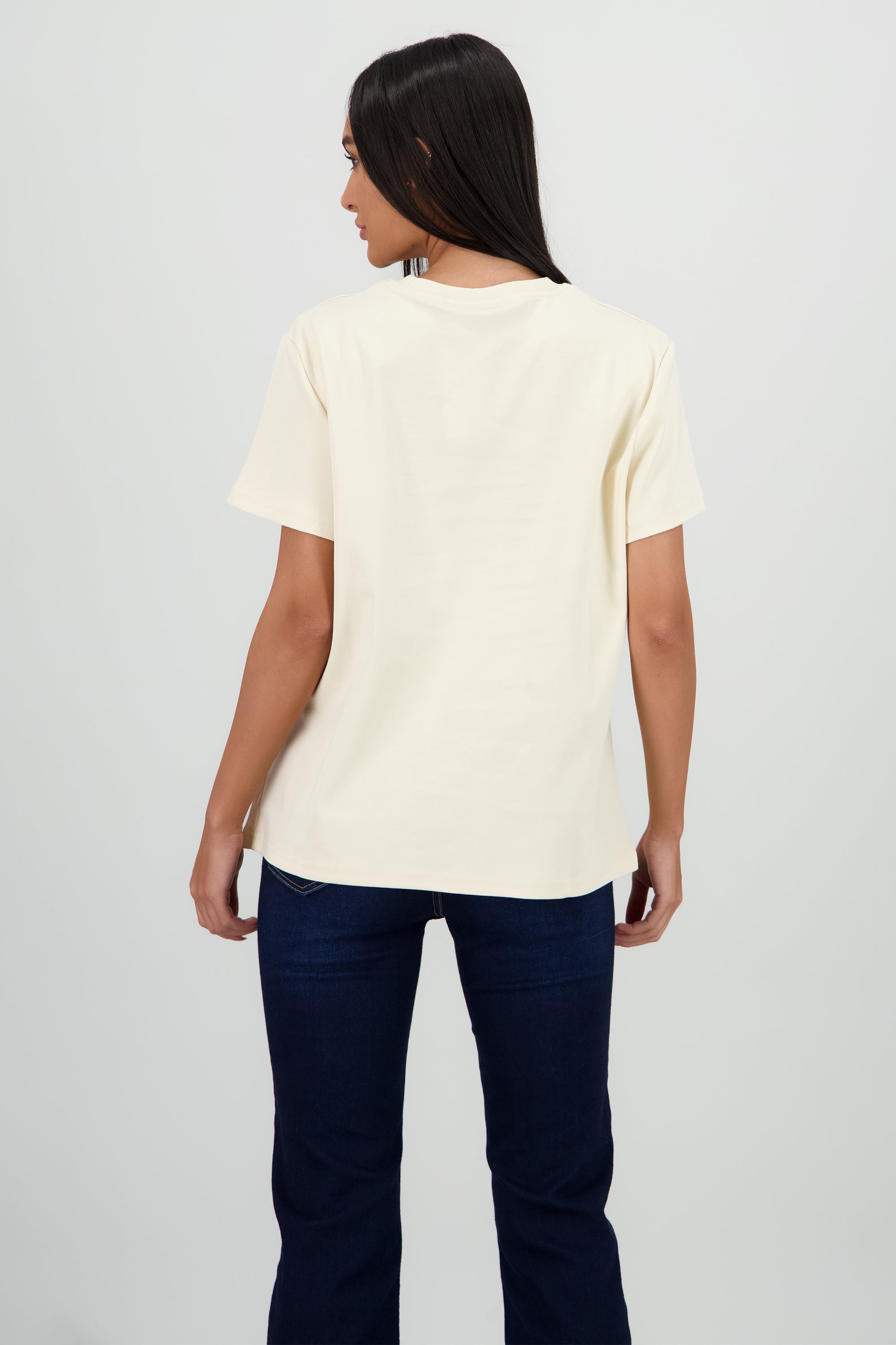 Playera manga corta oversize estampado naranjas BEIGE
