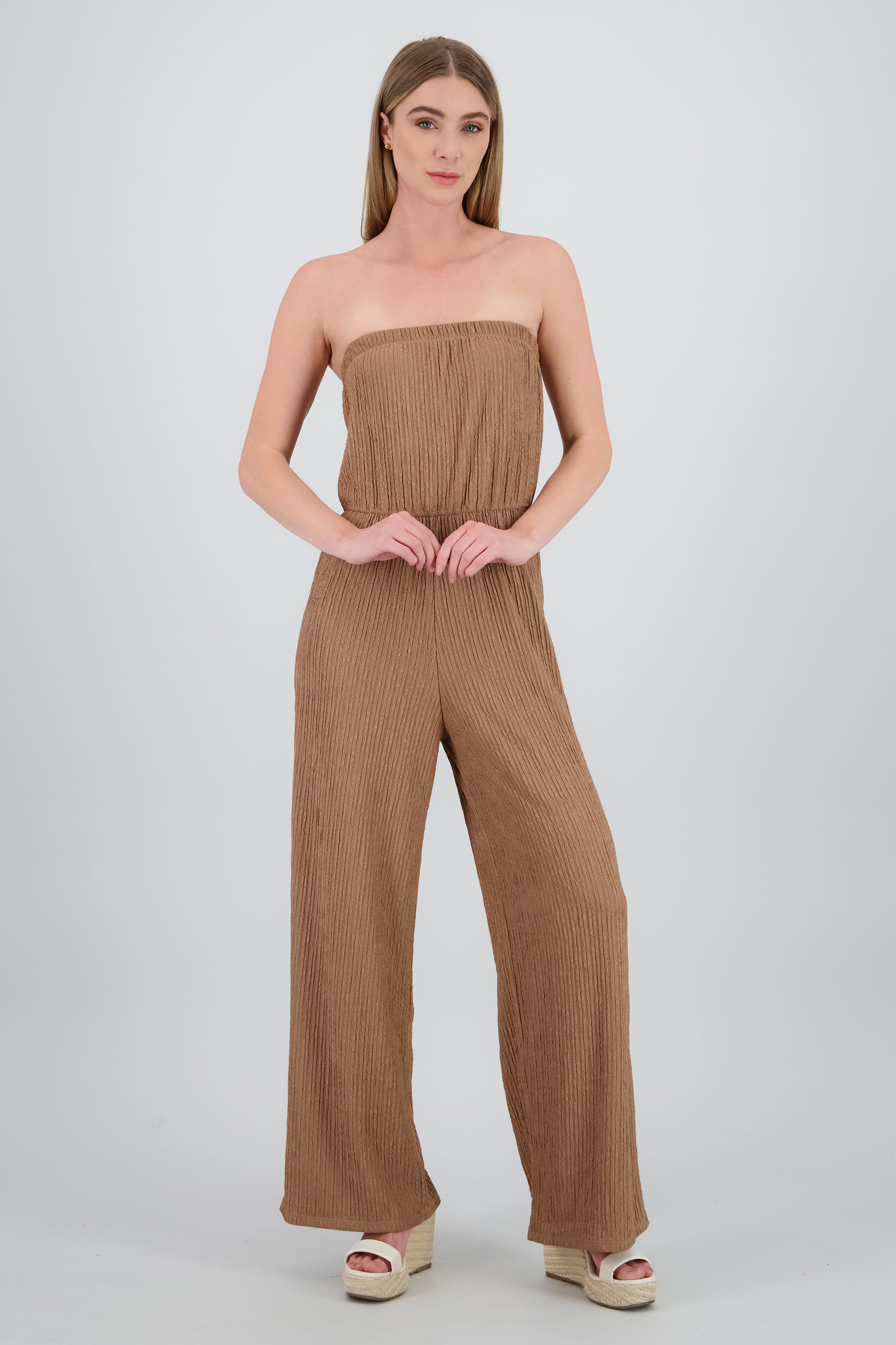Jumpsuit sin mangas textura CAFE