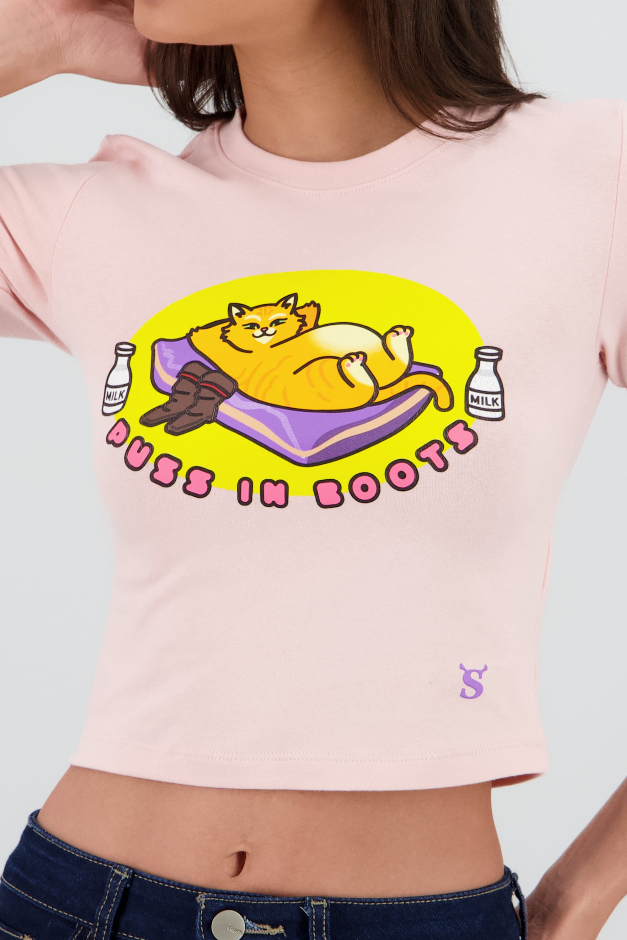Crop El Gato con botas Shrek ROSA PASTEL