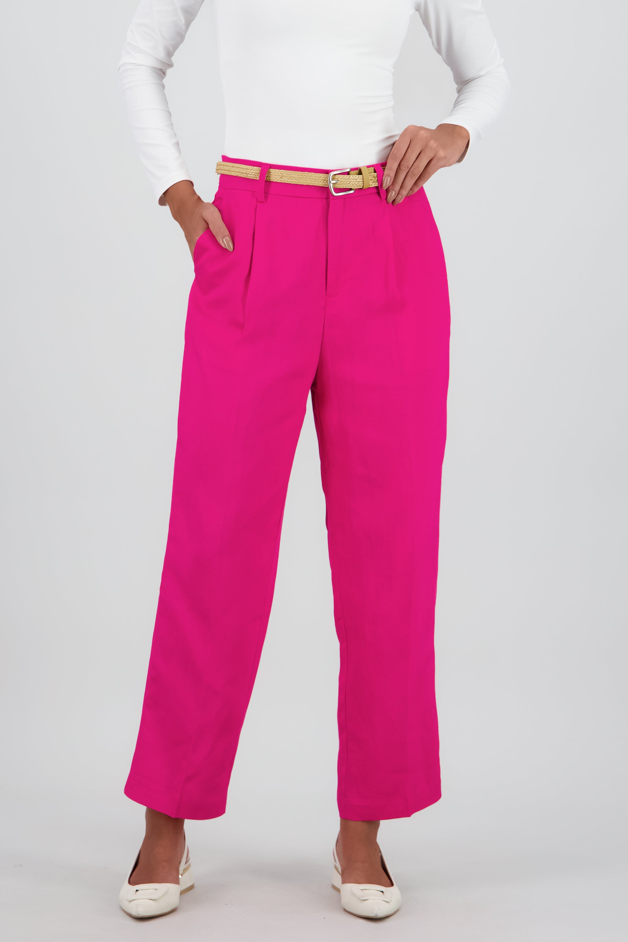 Pantalon recto liso presillas detalle cinturon FIUSHA