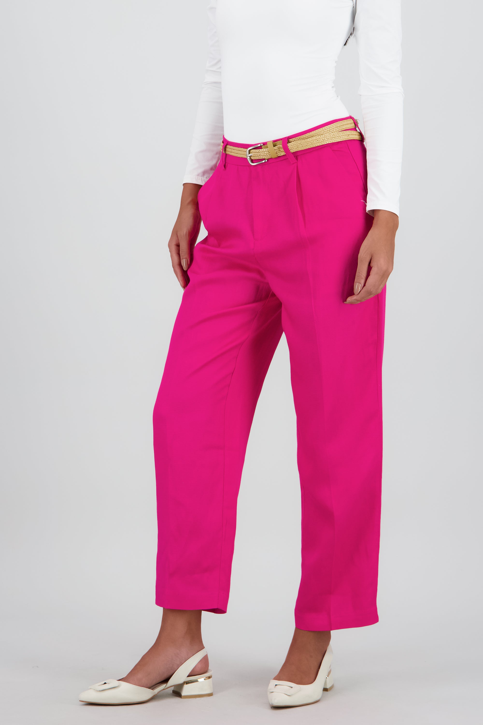 Pantalon recto liso presillas detalle cinturon FIUSHA