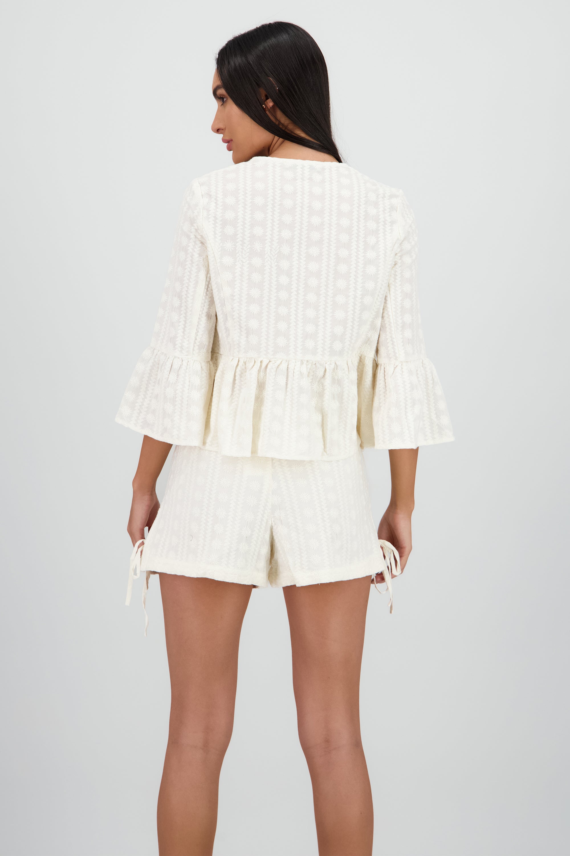 Blusa manga larga lazos detalle textura BEIGE