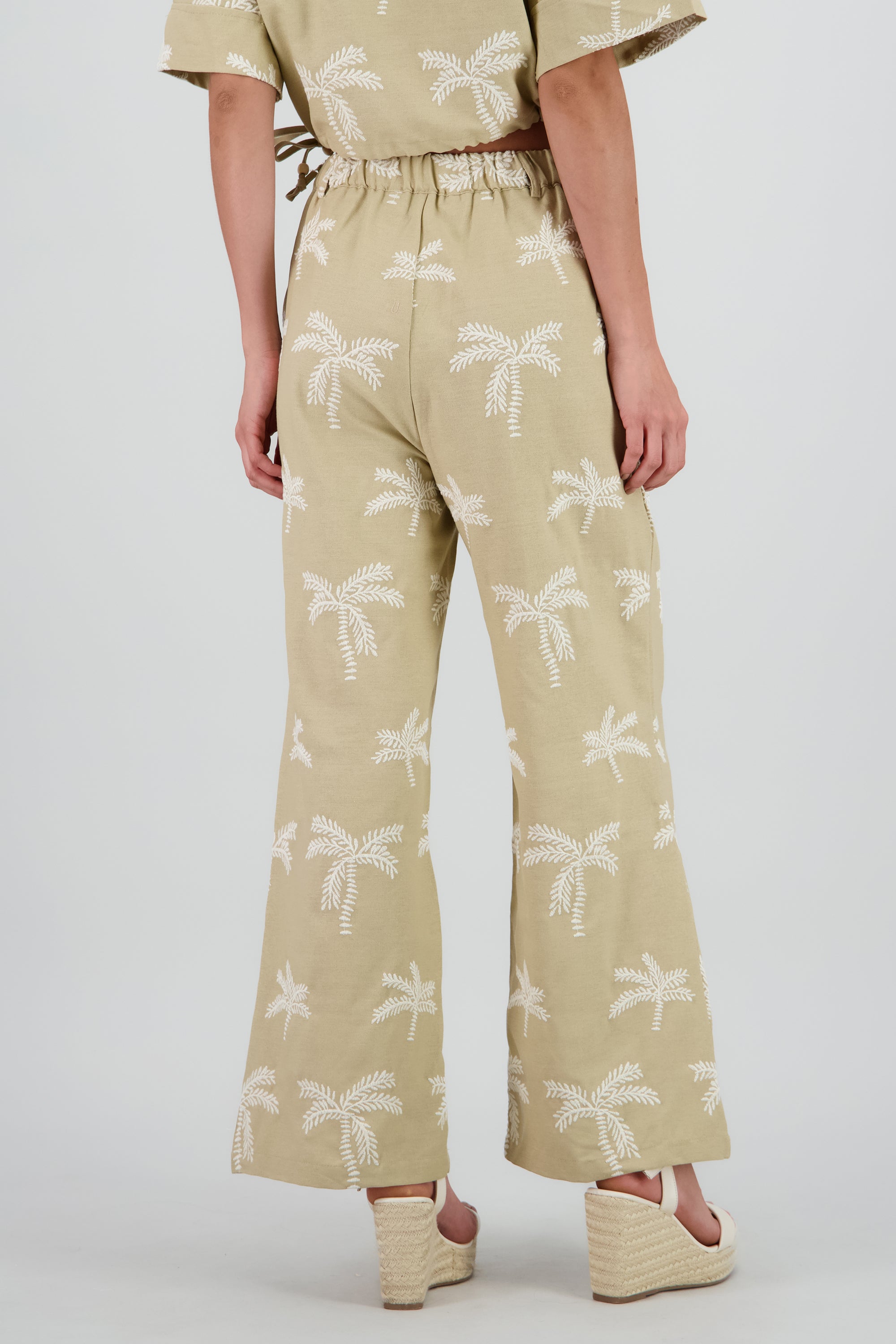Pantalon recto detalle palmeras BEIGE