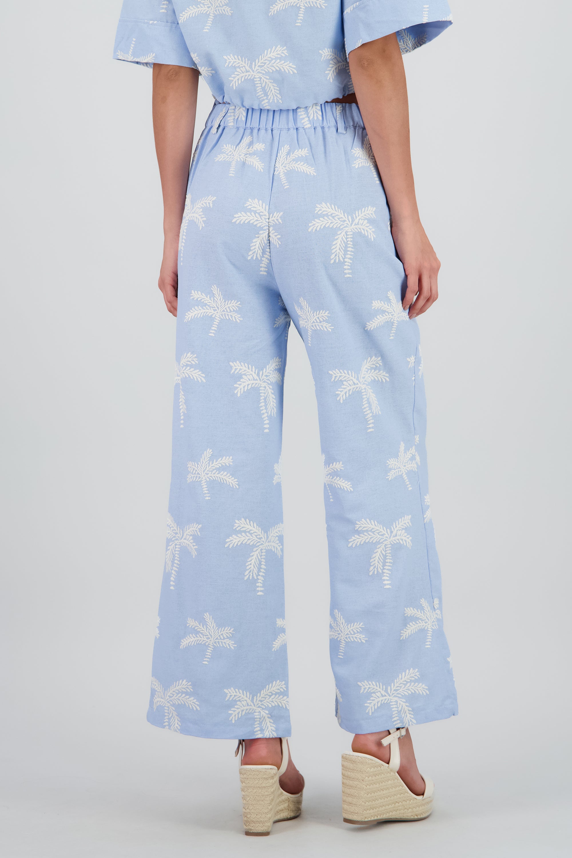 Pantalon recto detalle palmeras AZUL