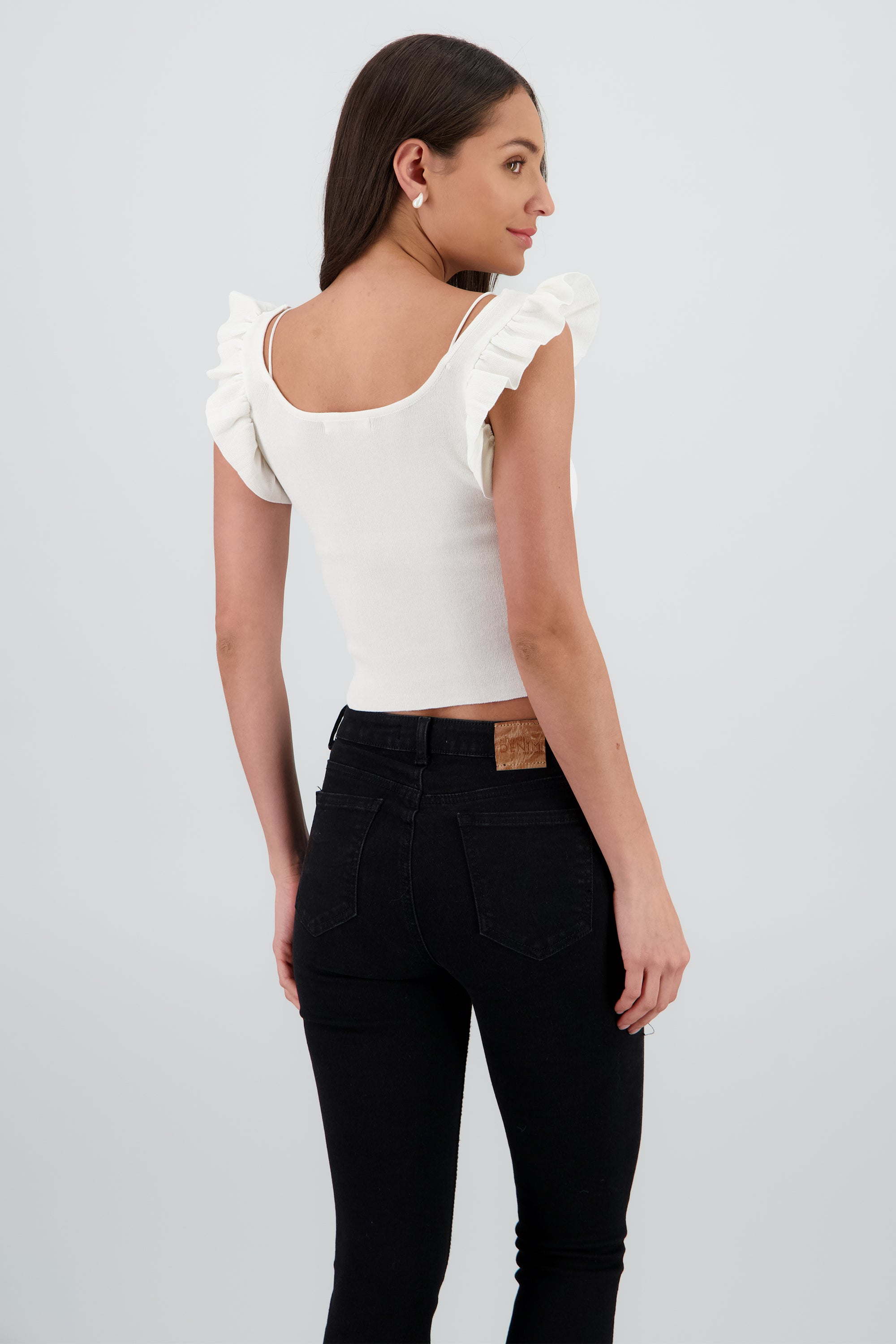 Top tejido detalle olanes BLANCO
