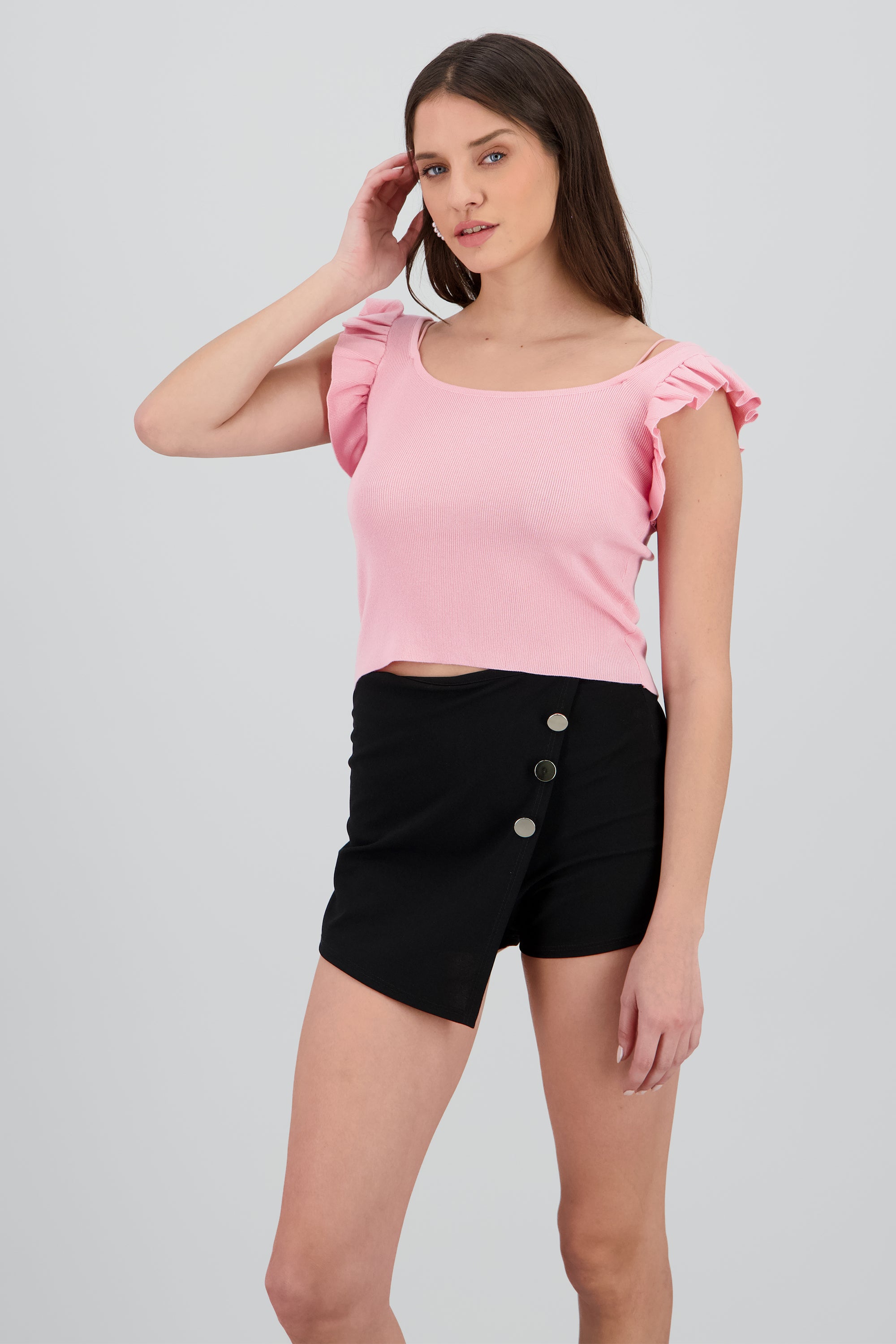 Top tejido detalle olanes ROSA