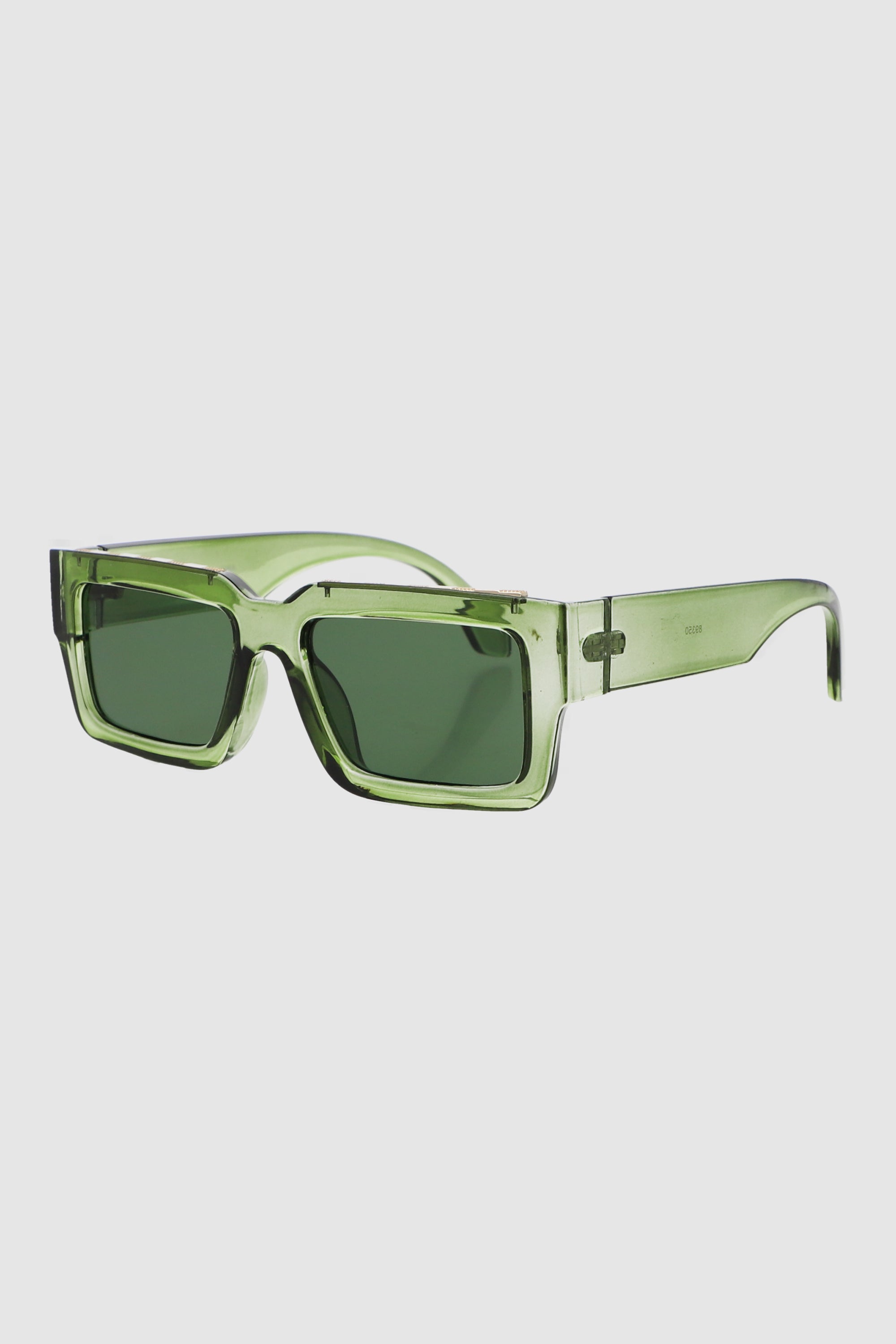 Lente wayfarer ancho traslucido VERDE BOTELLA