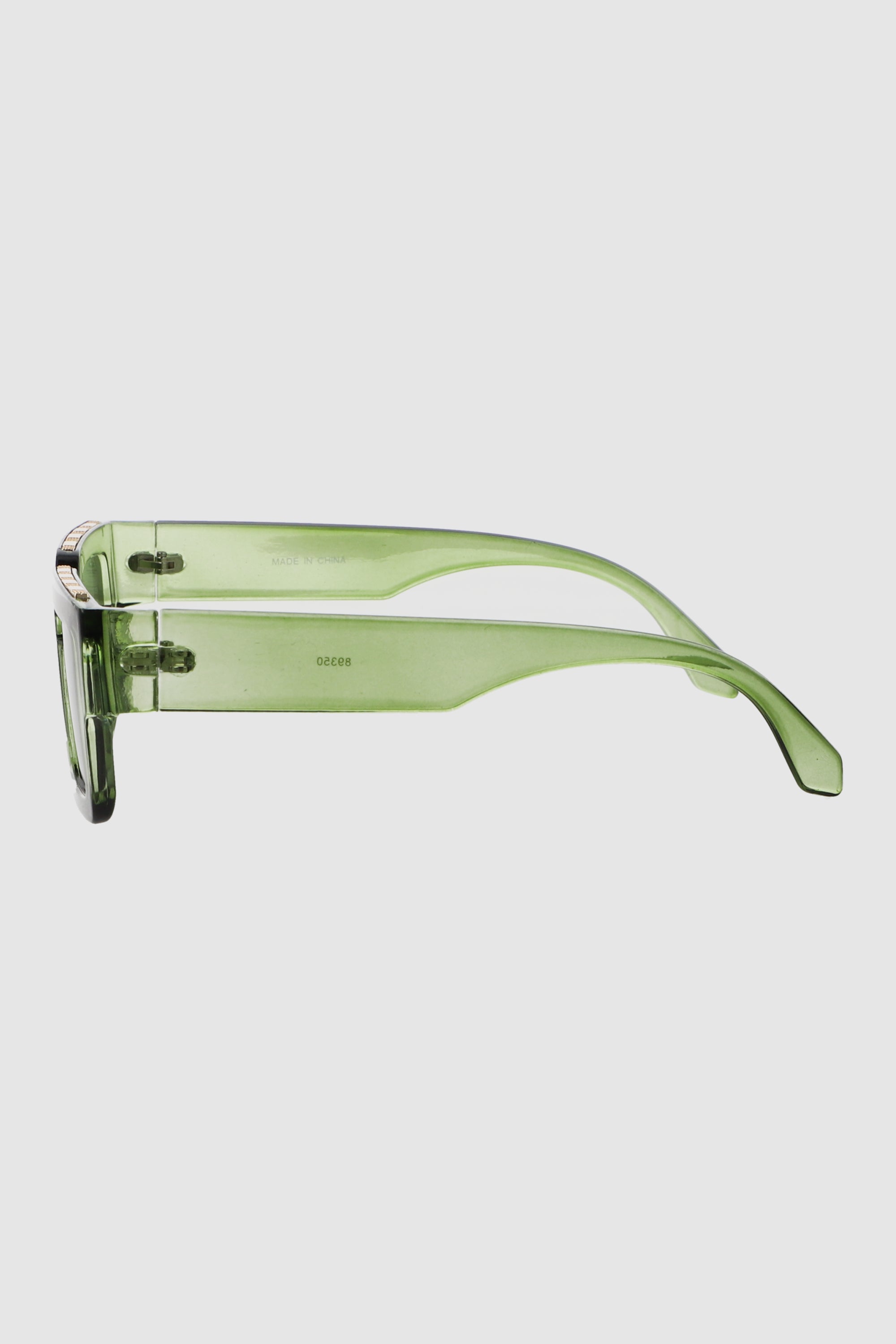 Lente wayfarer ancho traslucido VERDE BOTELLA