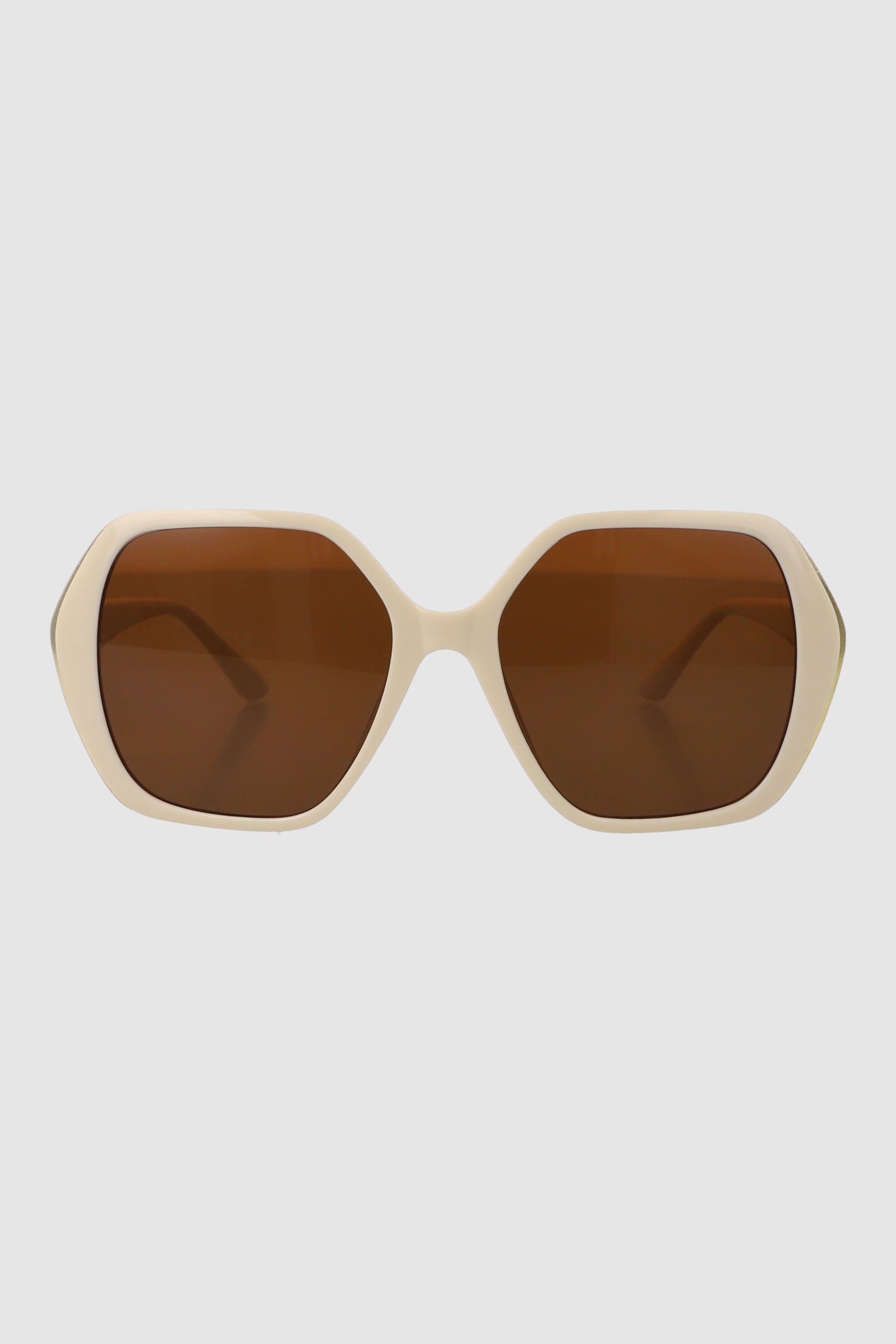 Lente cuadrado geometrico con borde metalico BEIGE