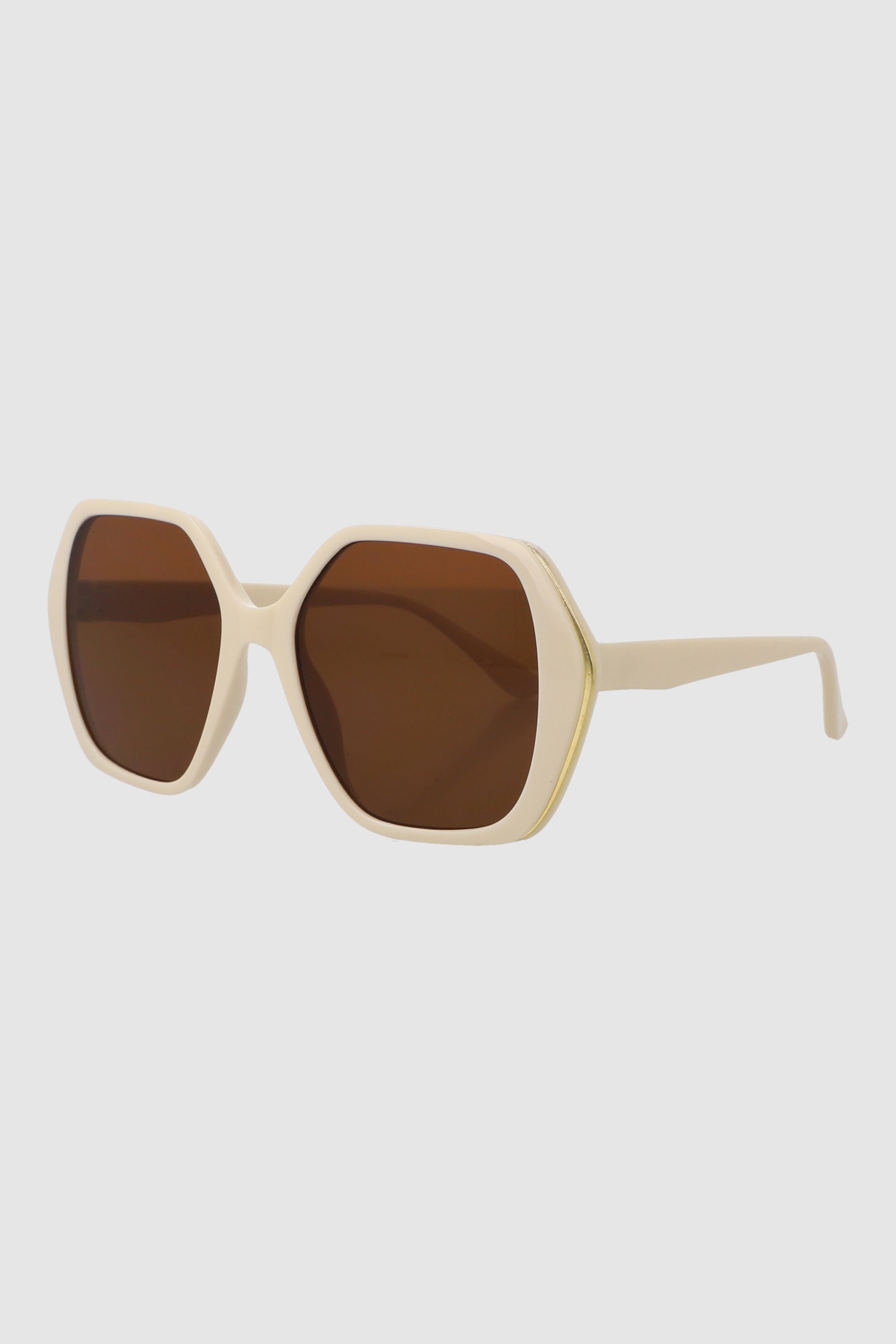 Lente cuadrado geometrico con borde metalico BEIGE