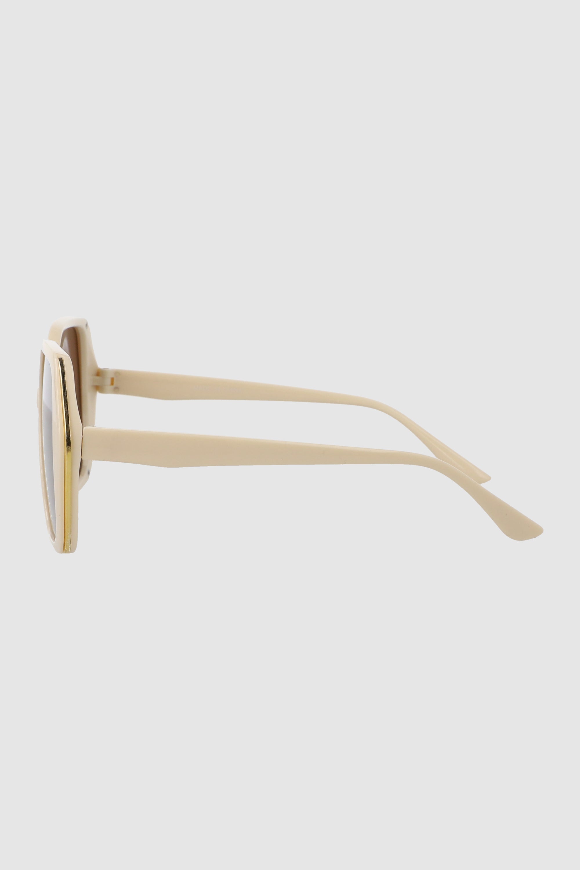 Lente cuadrado geometrico con borde metalico BEIGE