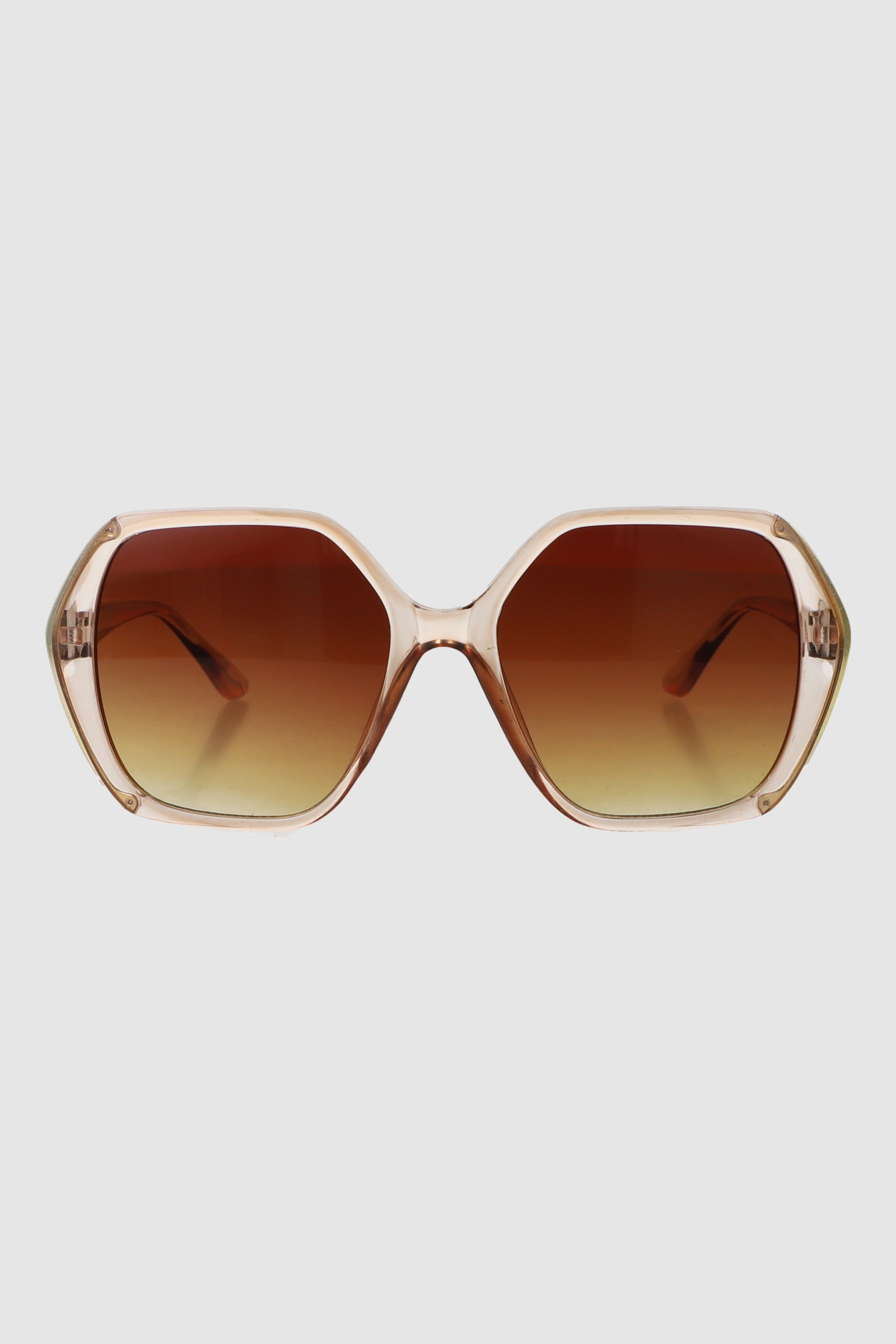 Lente cuadrado geometrico con borde metalico CREMA
