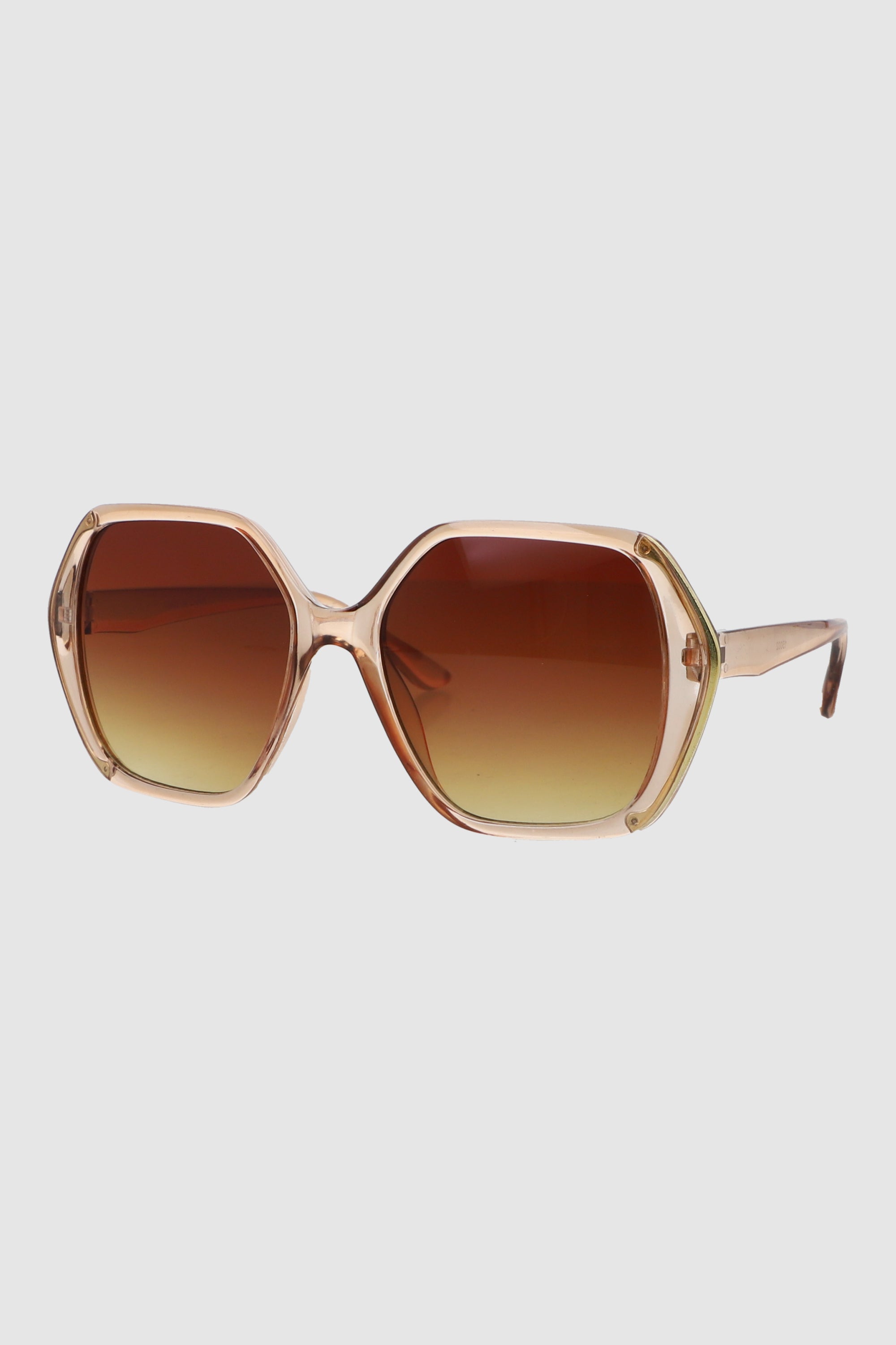 Lente cuadrado geometrico con borde metalico CREMA