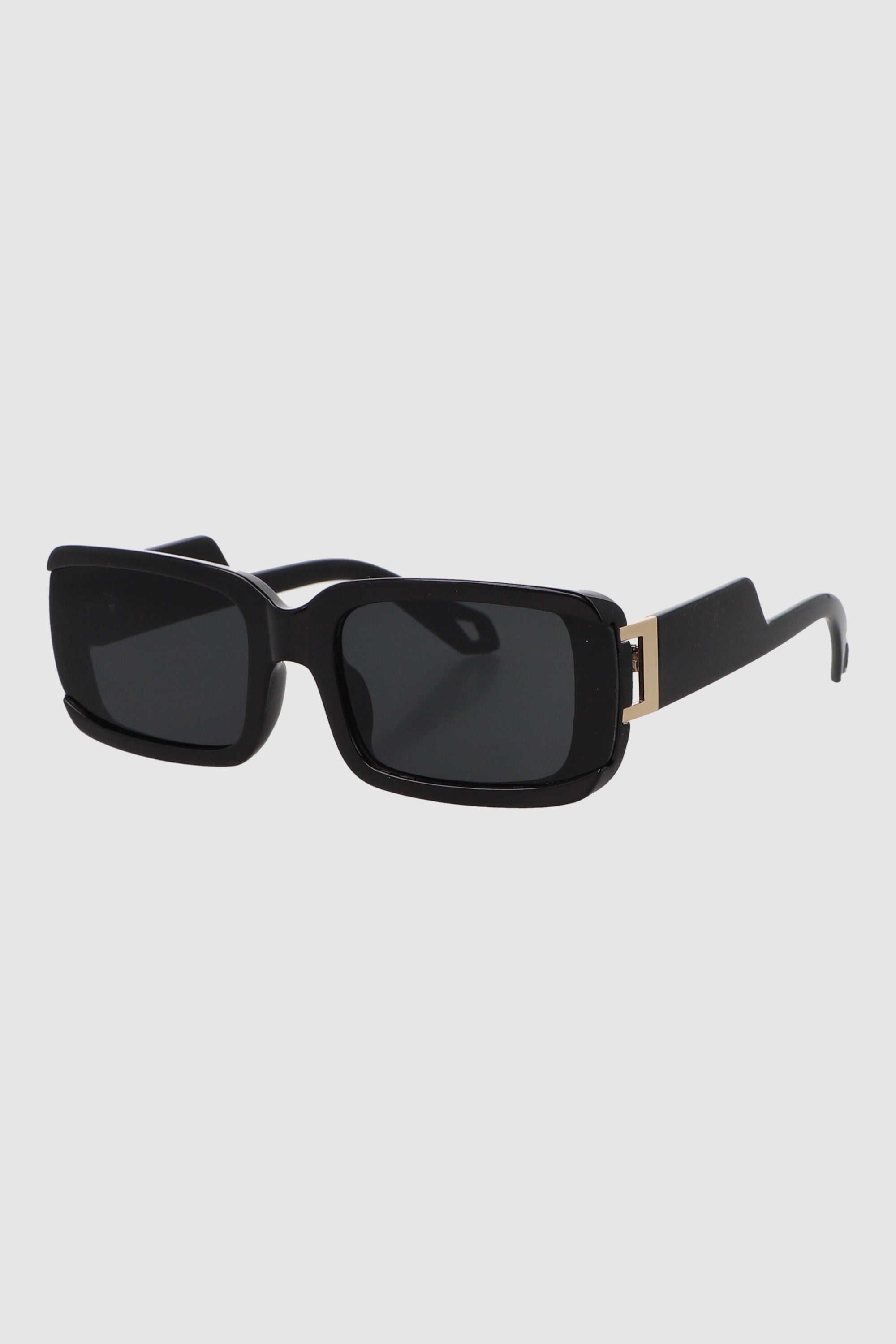 Lente rectangular monocromatico detalle metalico NEGRO