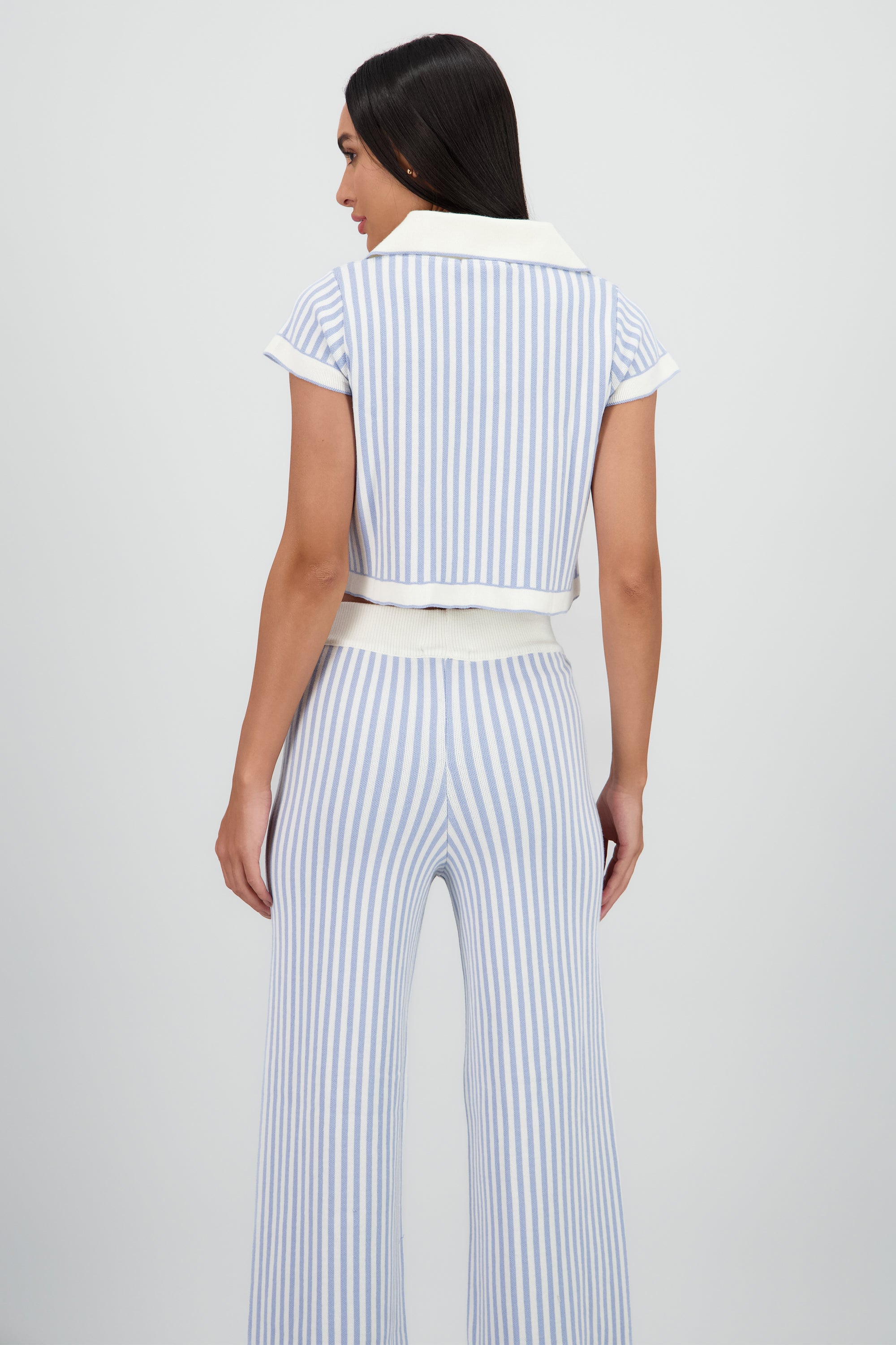 Top cuello polo rayas AZUL PASTEL