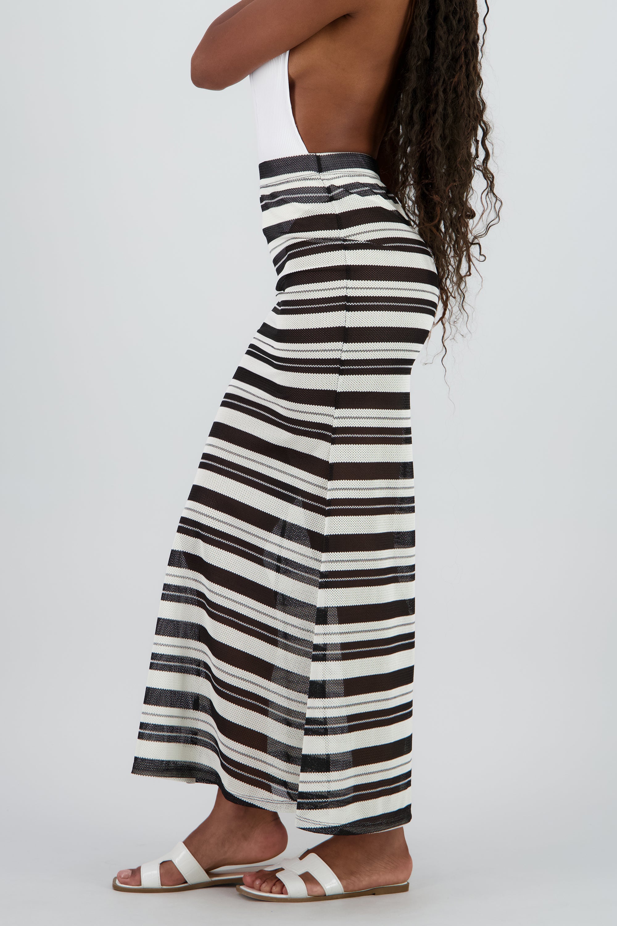 Falda maxi red ligera rayas BLANCO COMBO
