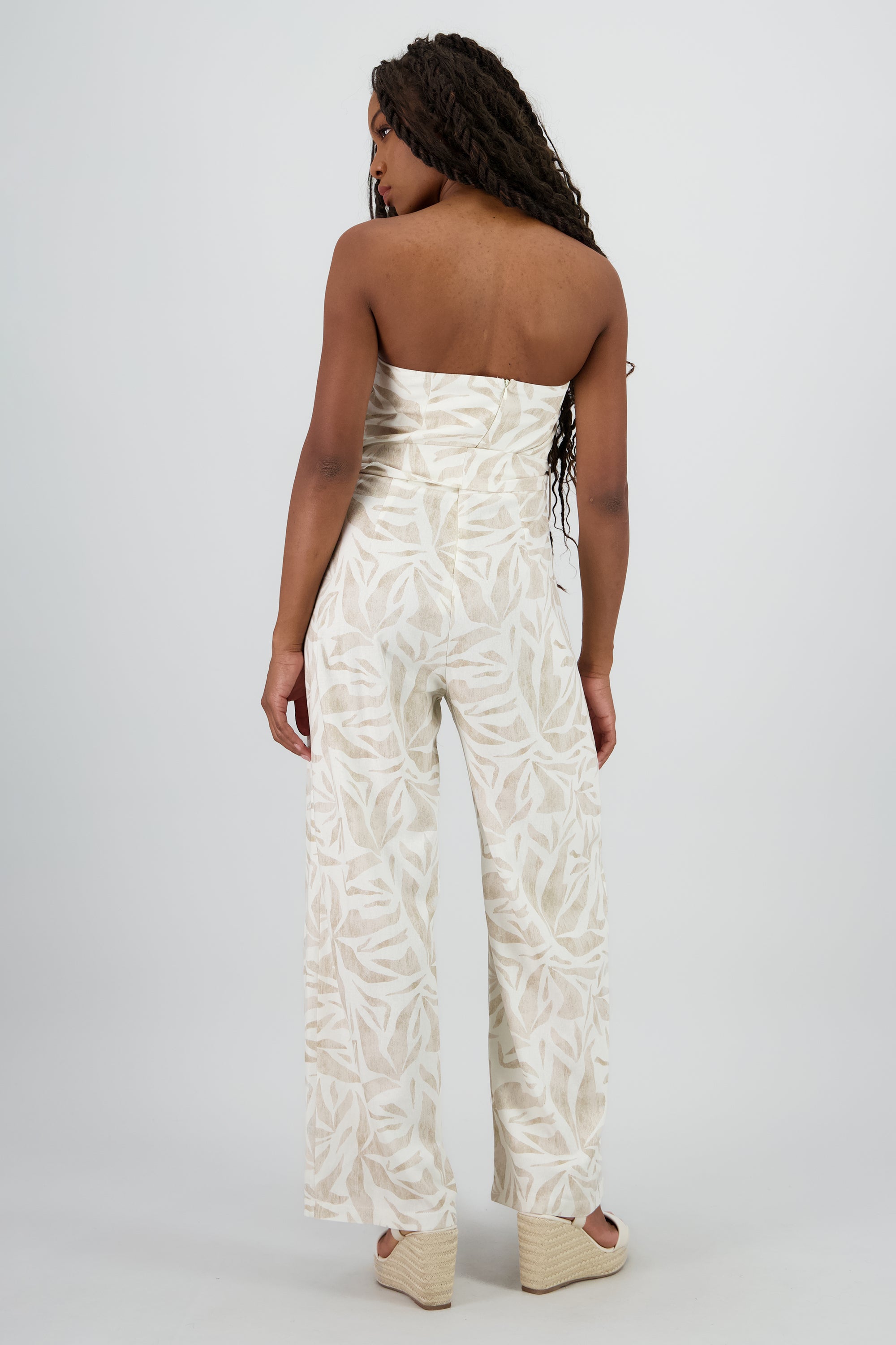 Jumpsuit strapless detalle lazo amplio BEIGE