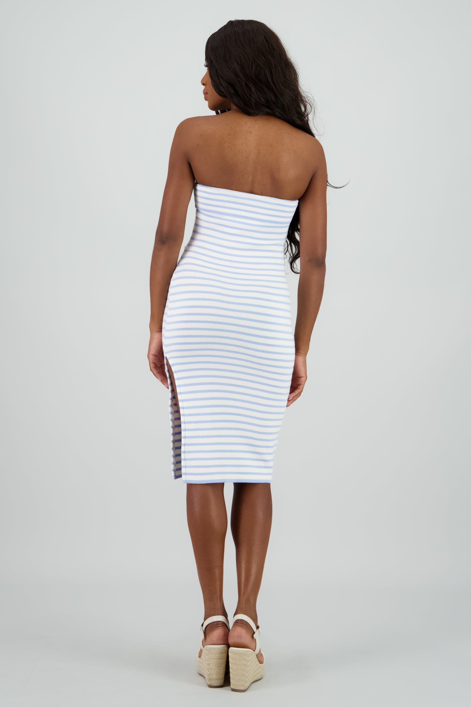 Vestido tejido mini detalle abertura AZUL COMBO