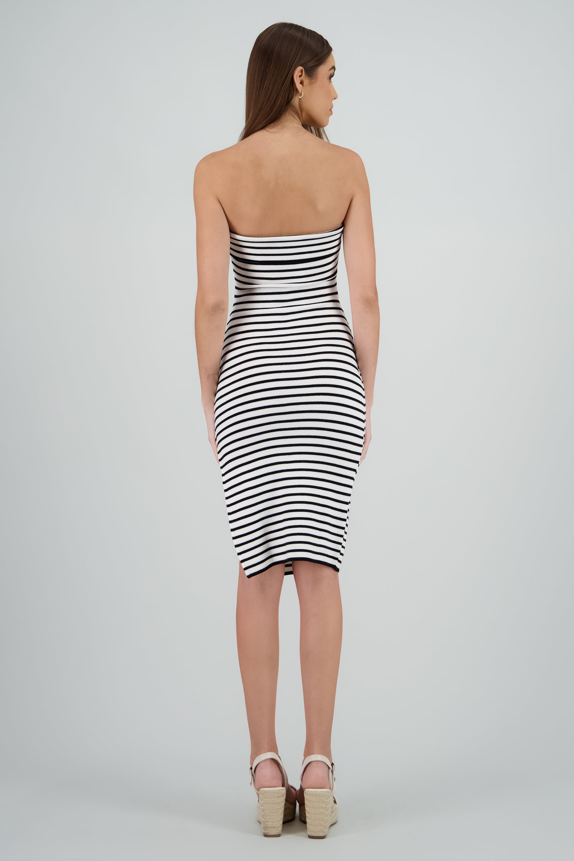 Vestido tejido mini detalle abertura BLANCO COMBO