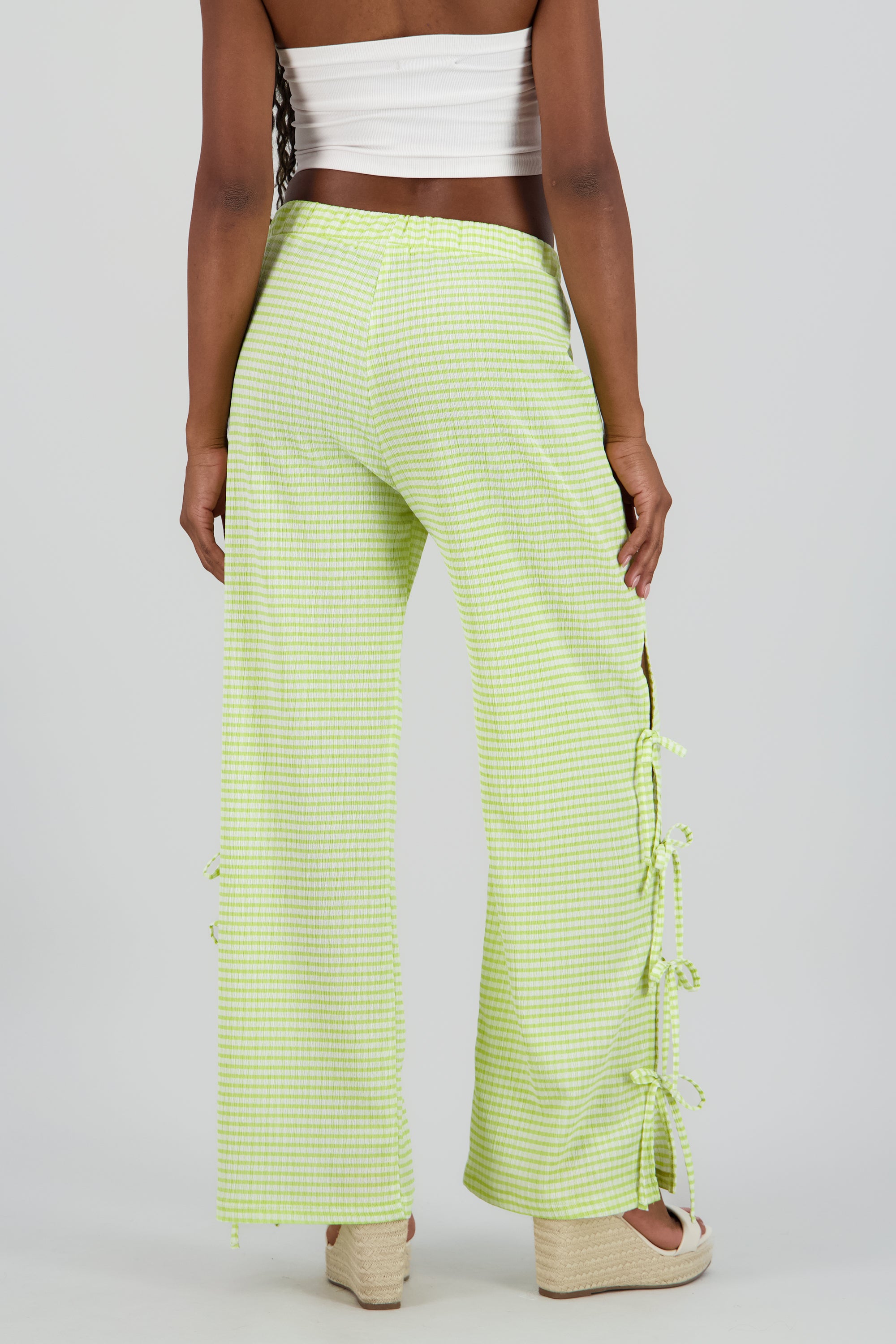 Pantalon amplio detalle lazos estampado VERDE MANZANA