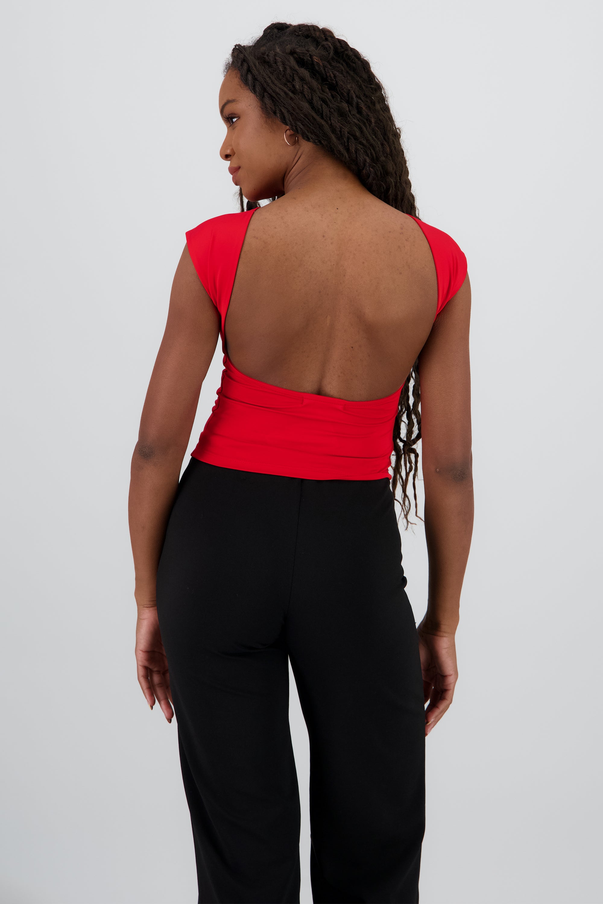 Top manga corta escote espalda ROJO