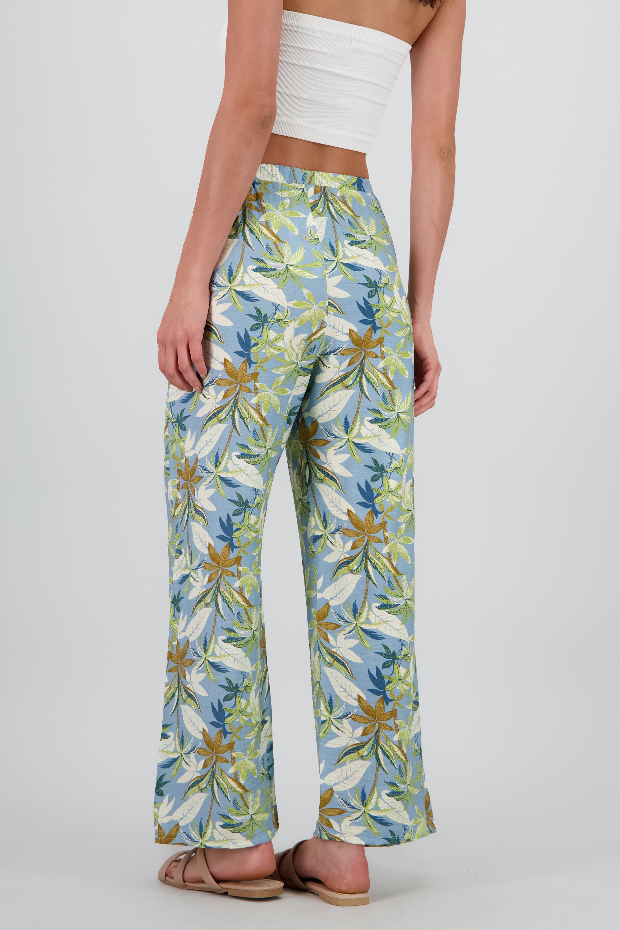 Pantalon amplio detalle resorte tropical AZUL COMBO