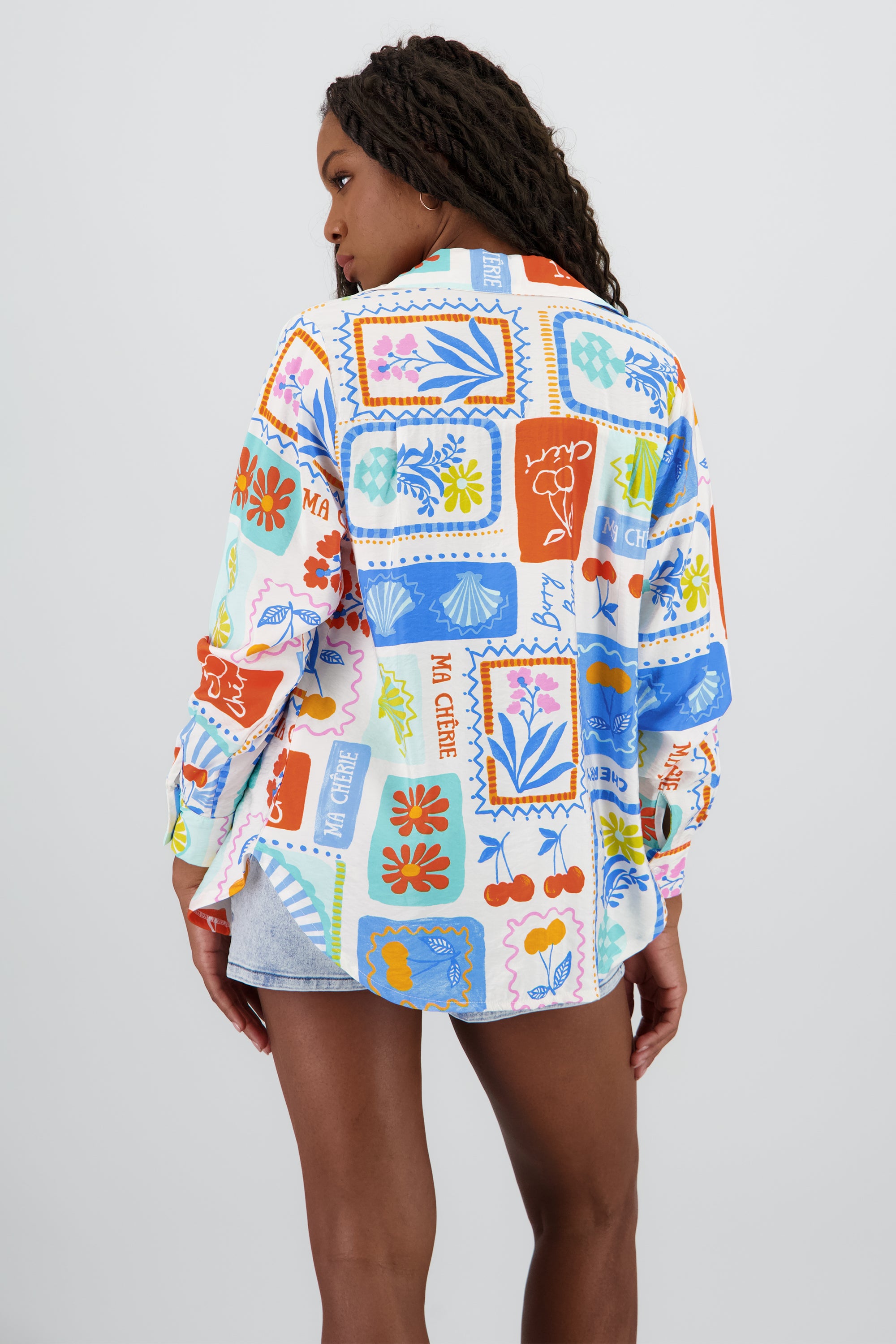 Camisa oversize manga larga detalle botones BLANCO COMBO