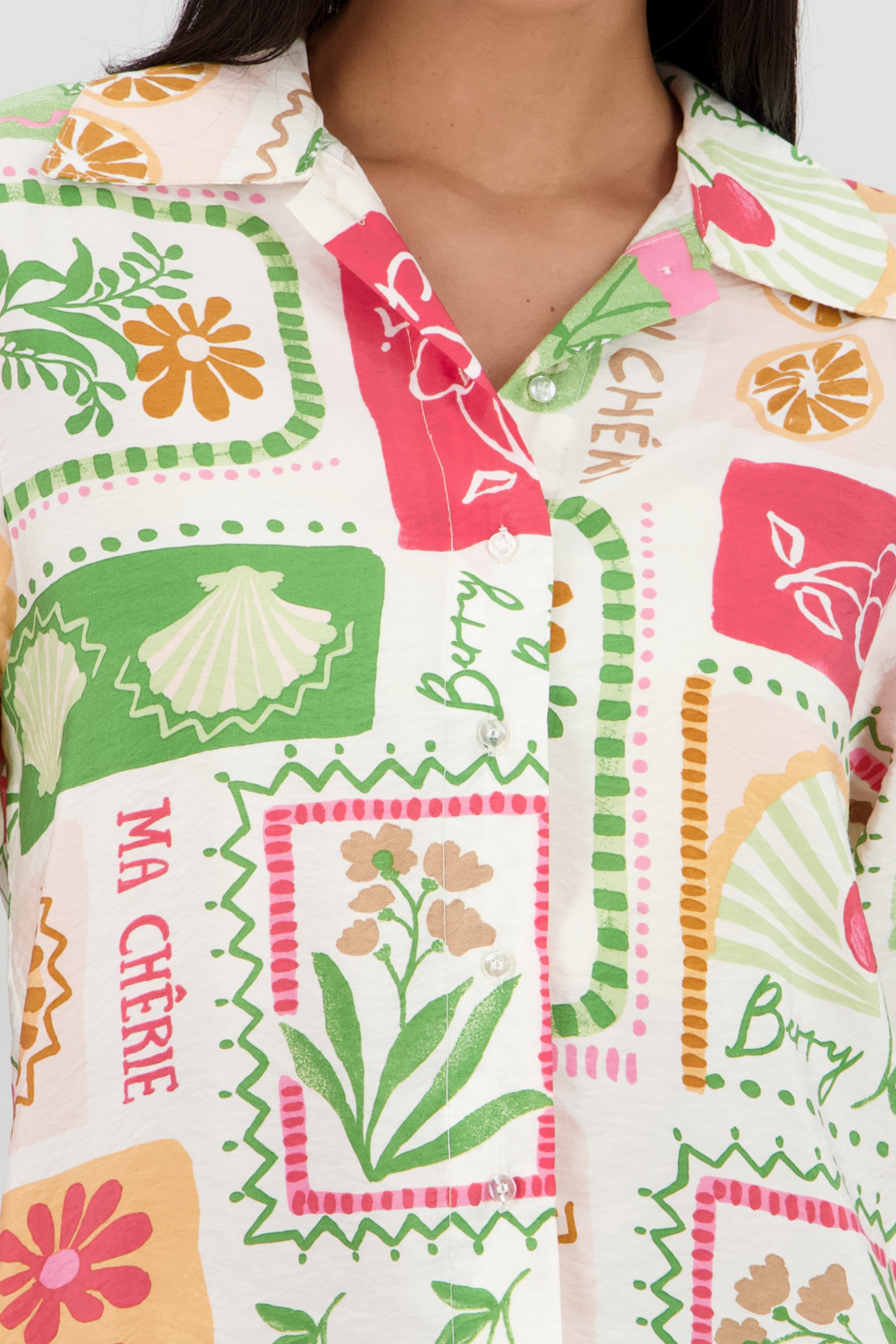 Camisa oversize manga larga detalle botones MULTICOLOR