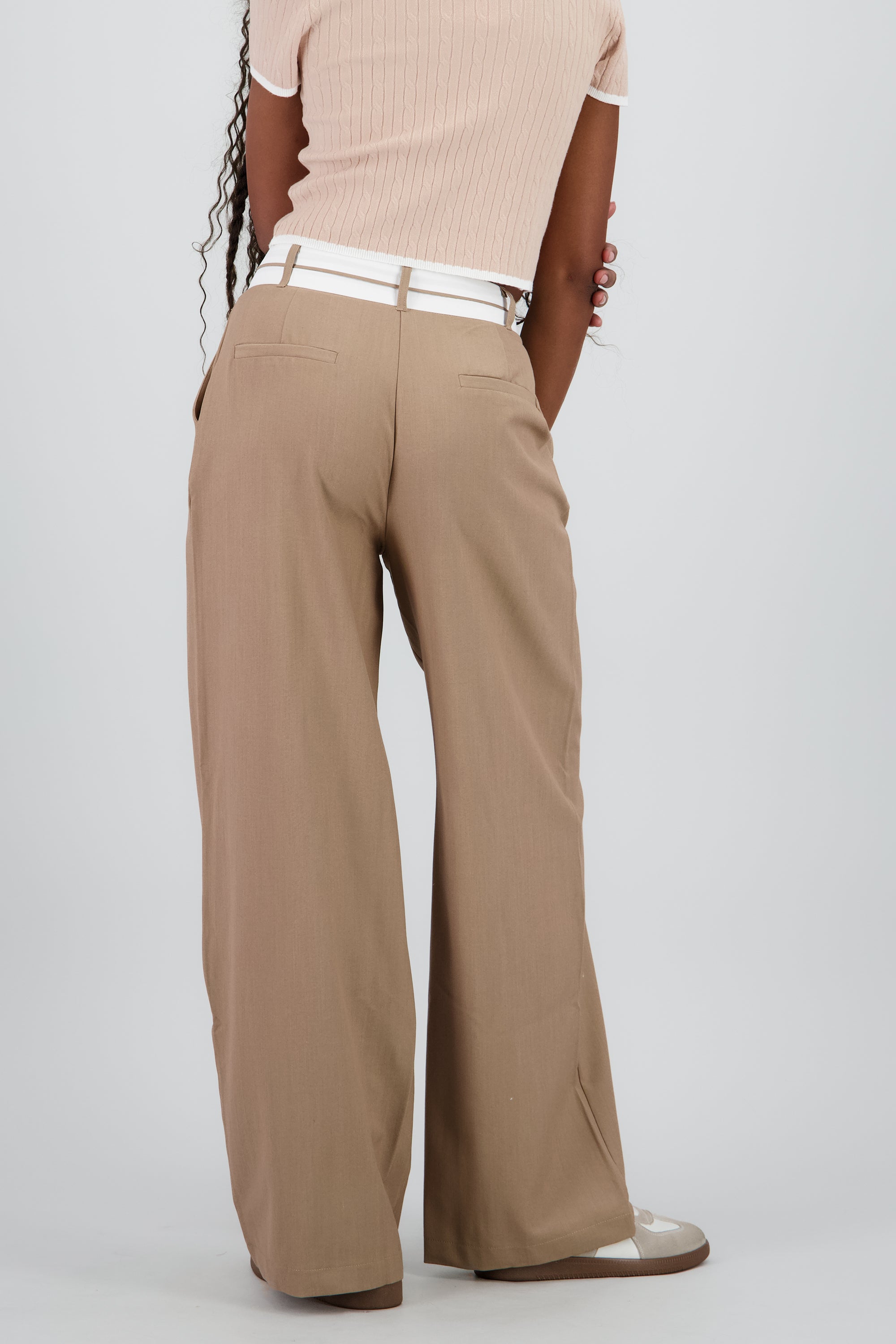Pantalon con pretina contraste TAUPE
