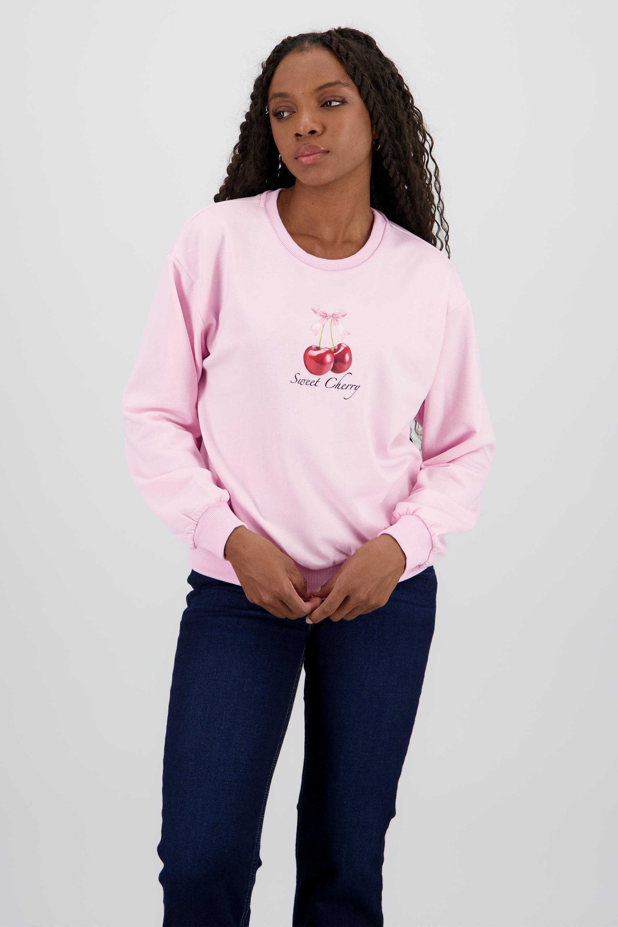 Sudadera con estampado de cereza ROSA PASTEL
