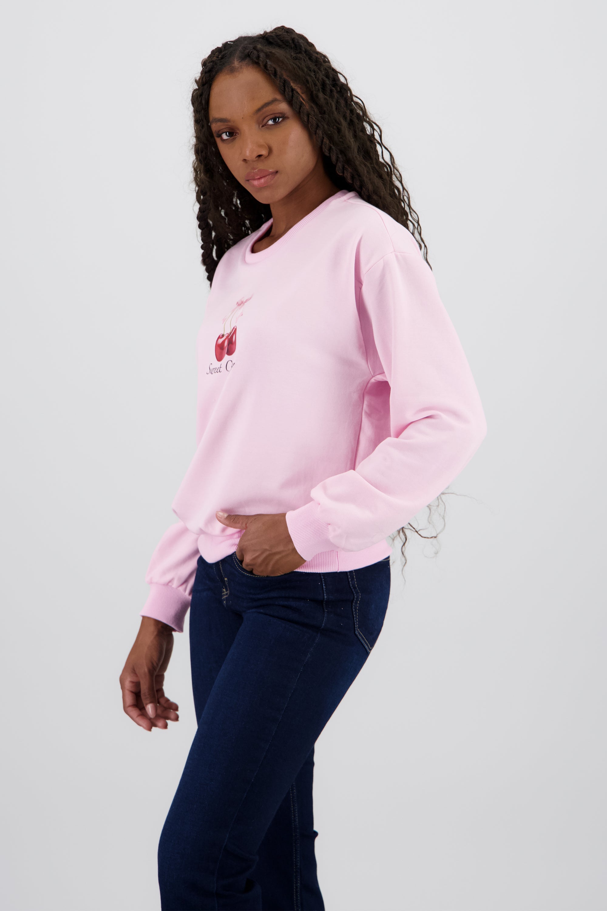 Sudadera con estampado de cereza ROSA PASTEL