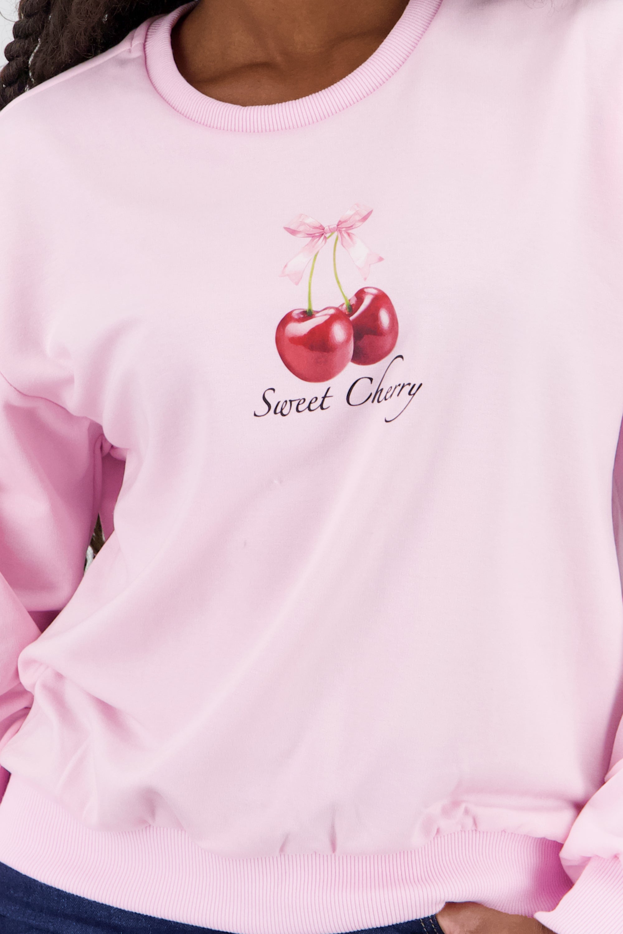 Sudadera con estampado de cereza ROSA PASTEL