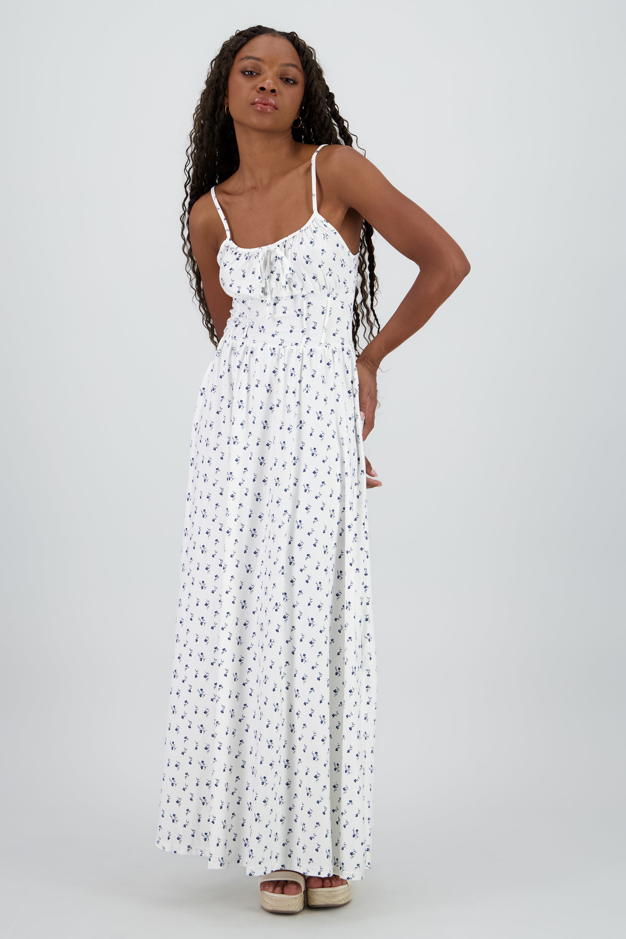 Vestido midi flores BLANCO COMBO
