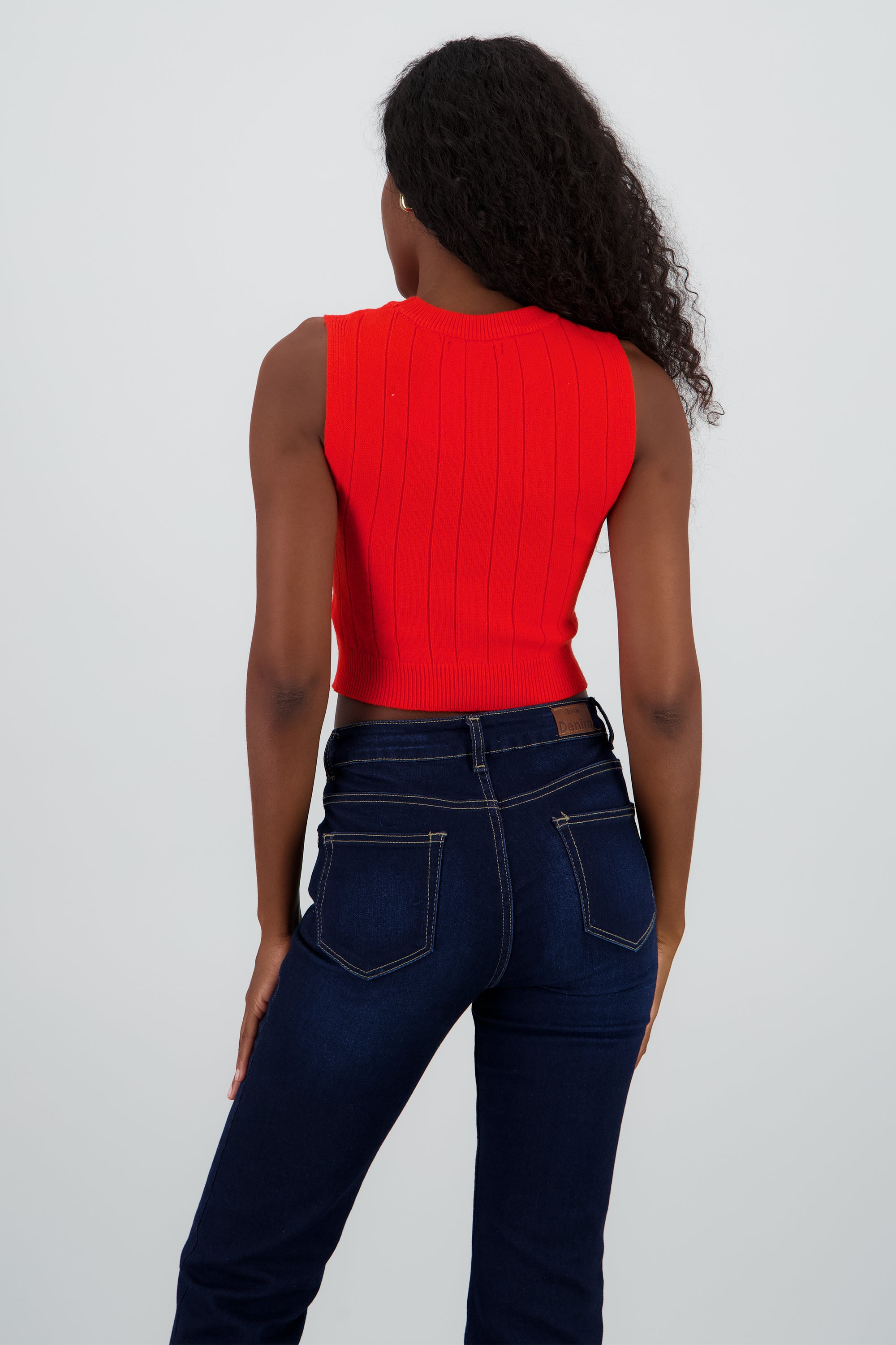 Top tejido corto sin mangas ROJO