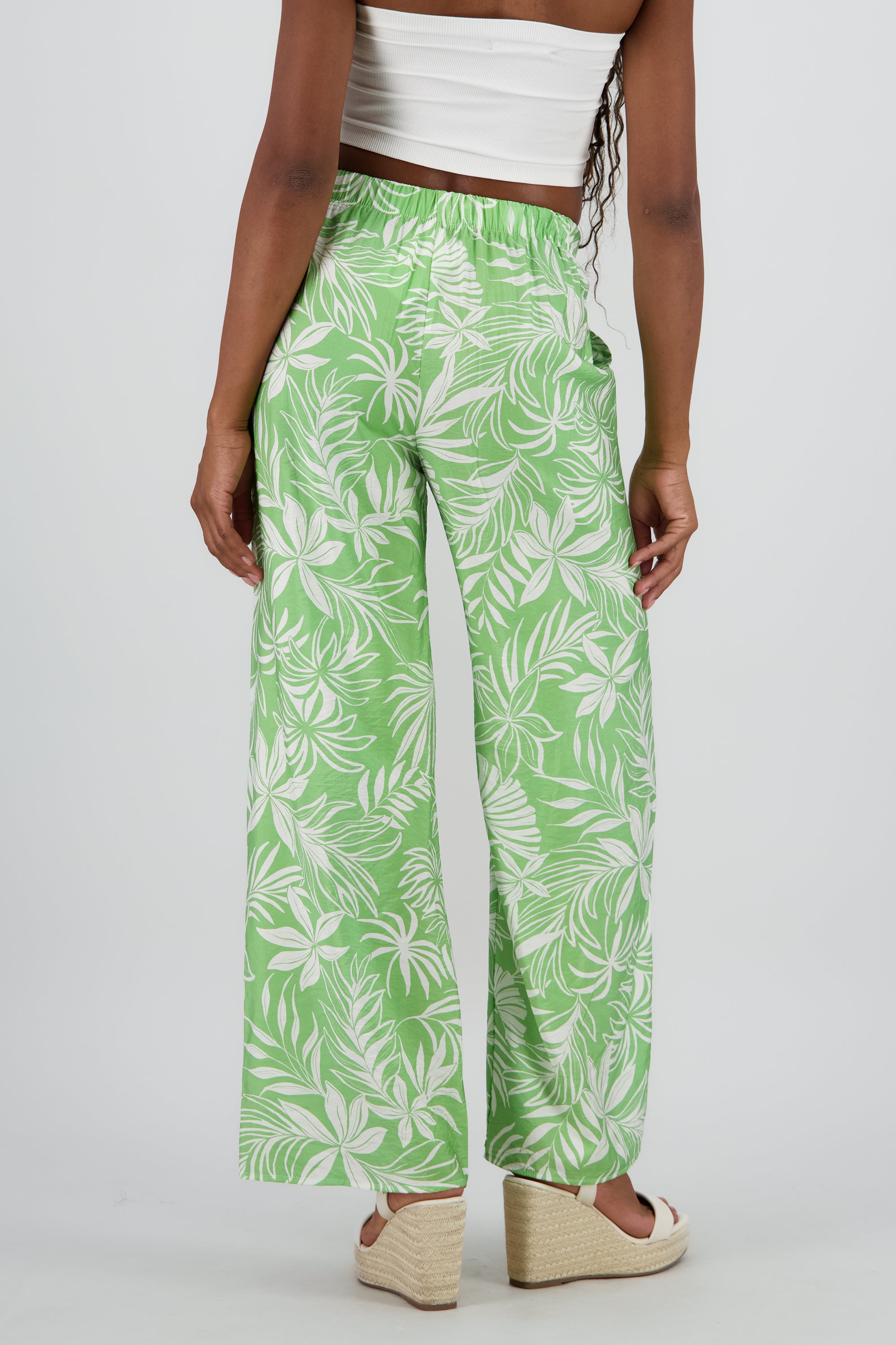Pantalon fluido amplio estampado VERDE COMBO