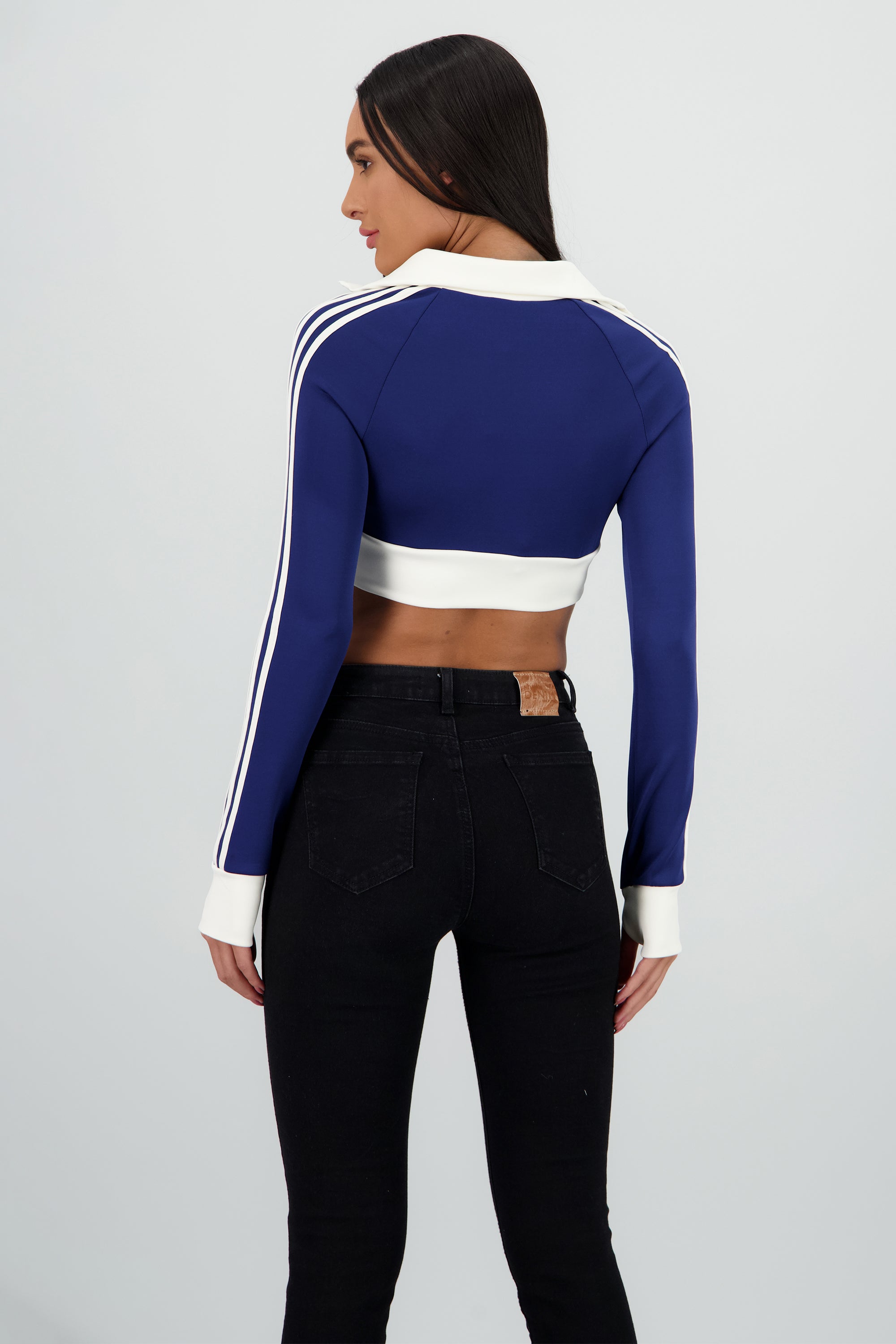 Sudadera deportivo crop detalle raya AZUL COMBO