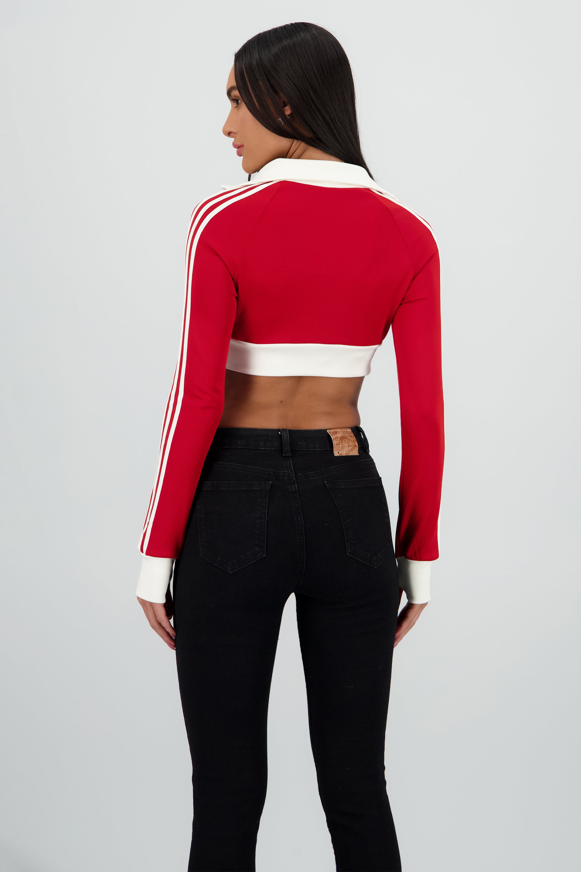Sudadera deportivo crop detalle raya ROJO COMBO