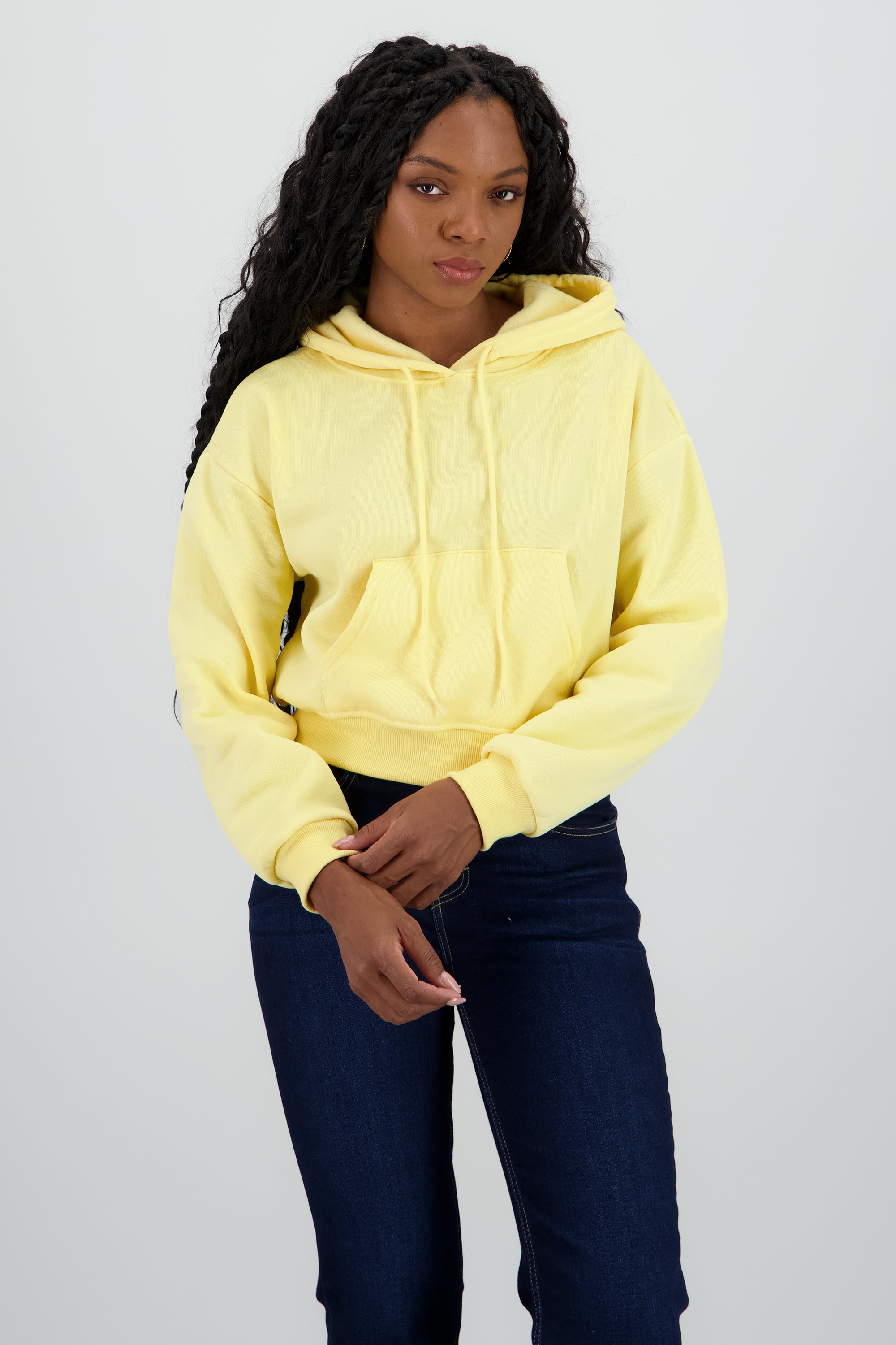 Sudadera lisa corta AMARILLO PASTEL