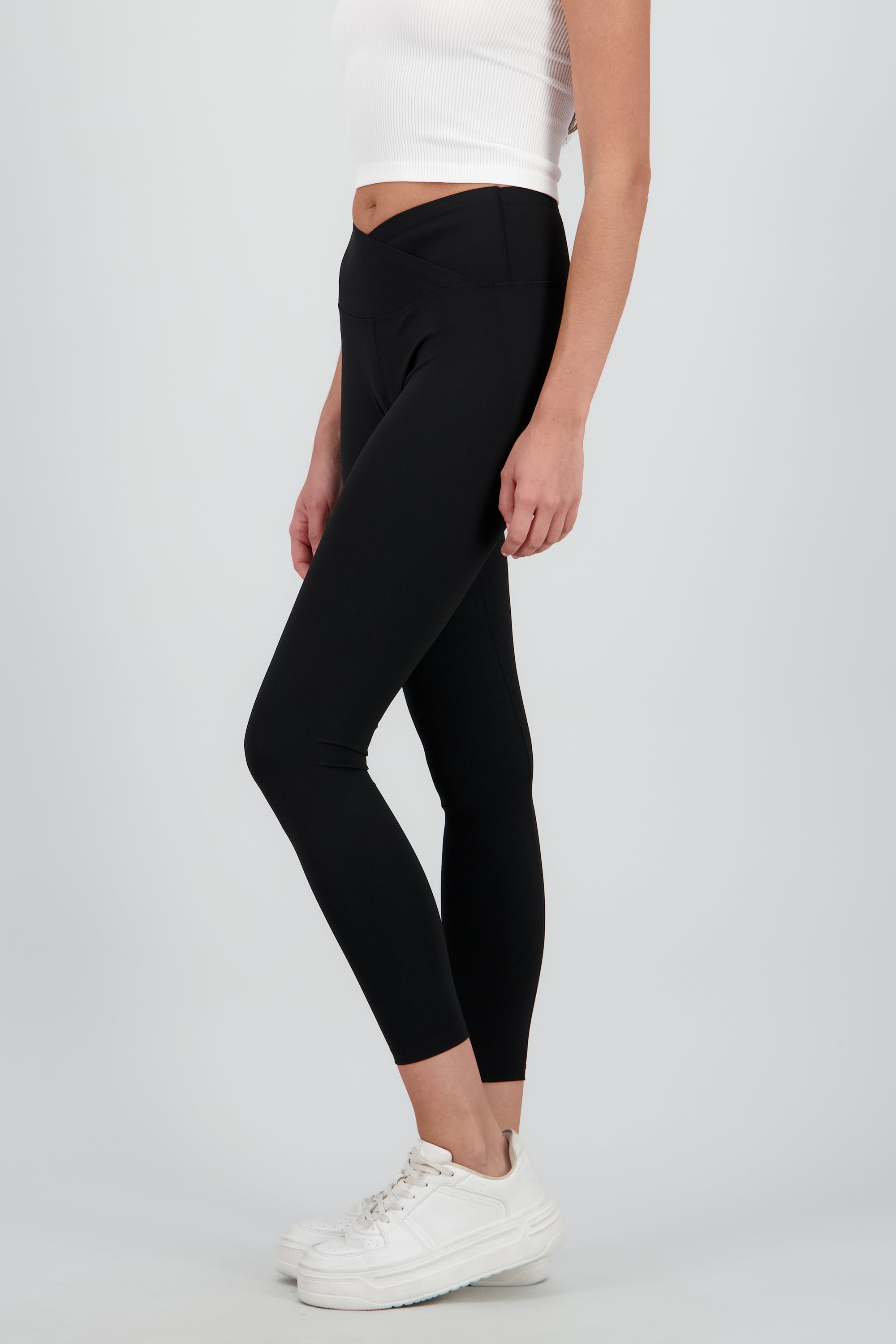 Leggings con pretina cruzada skinny lisos NEGRO