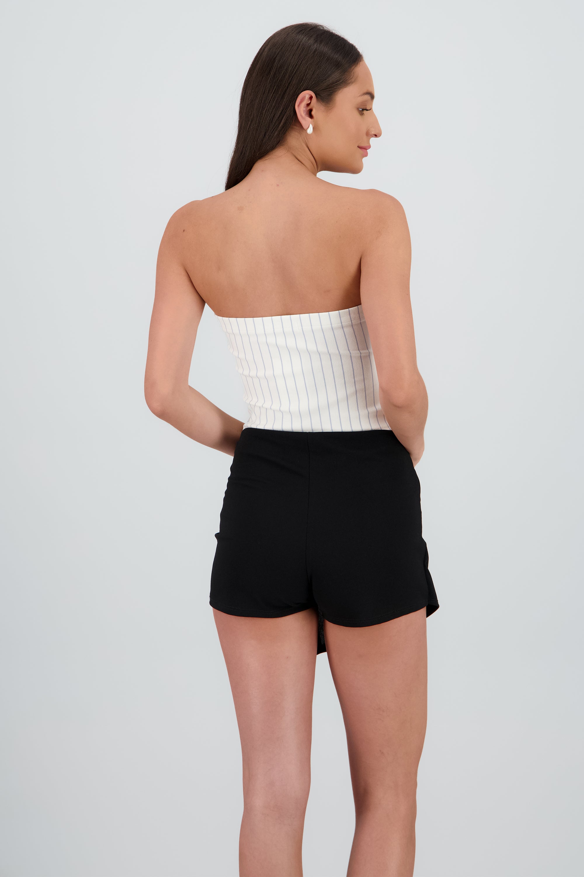 Top escote corazon detalle moños rayas BLANCO COMBO