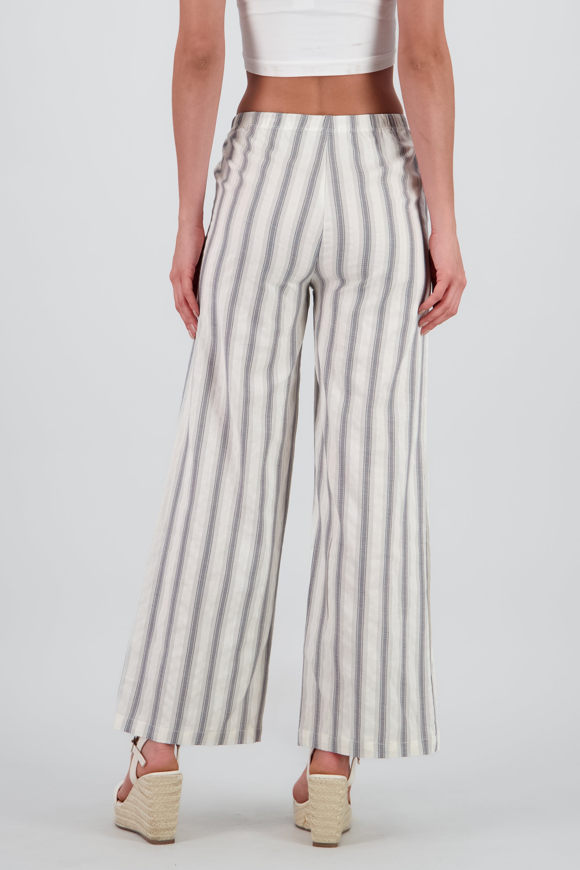Pantalon rayas con jareta GRIS COMBO