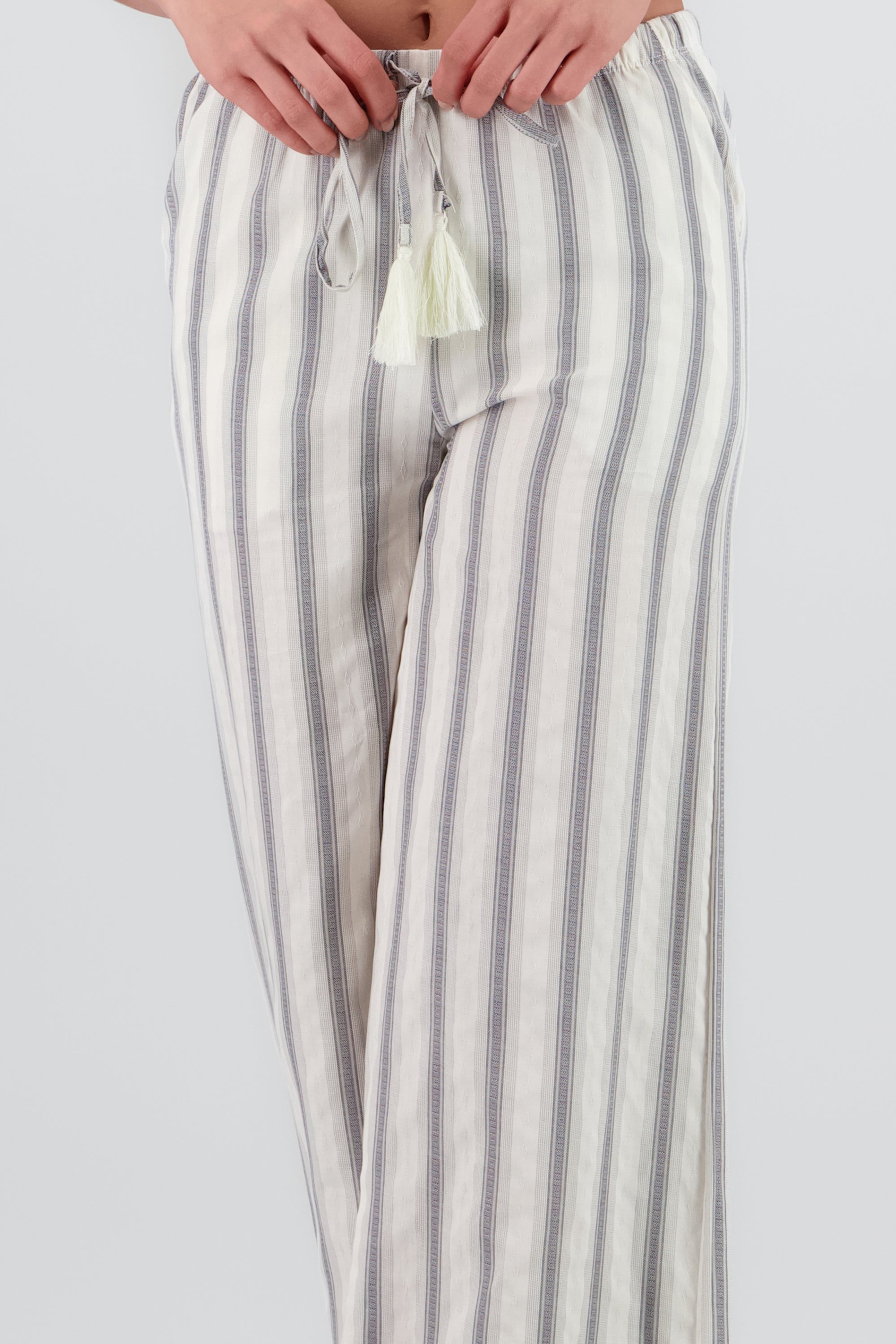 Pantalon rayas con jareta GRIS COMBO