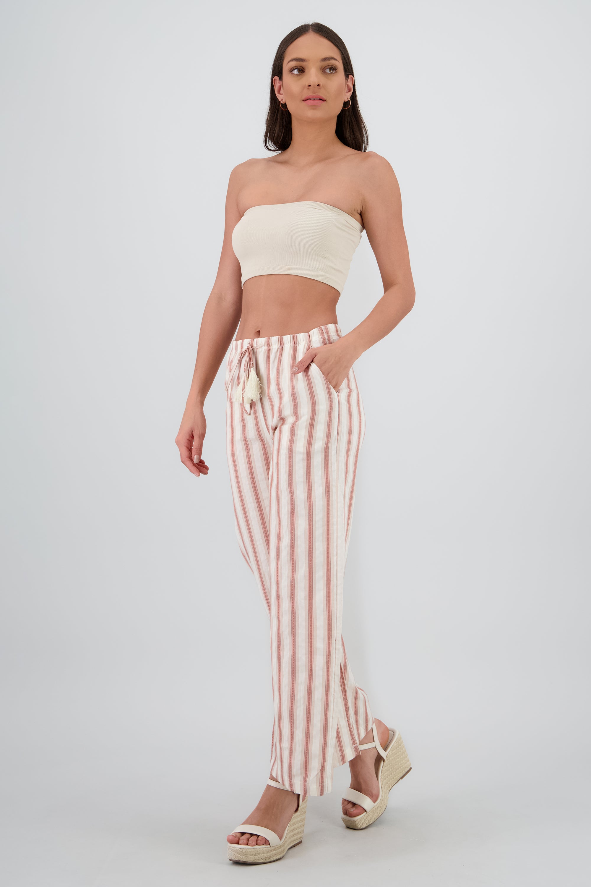 Pantalon rayas con jareta ROSA COMBO