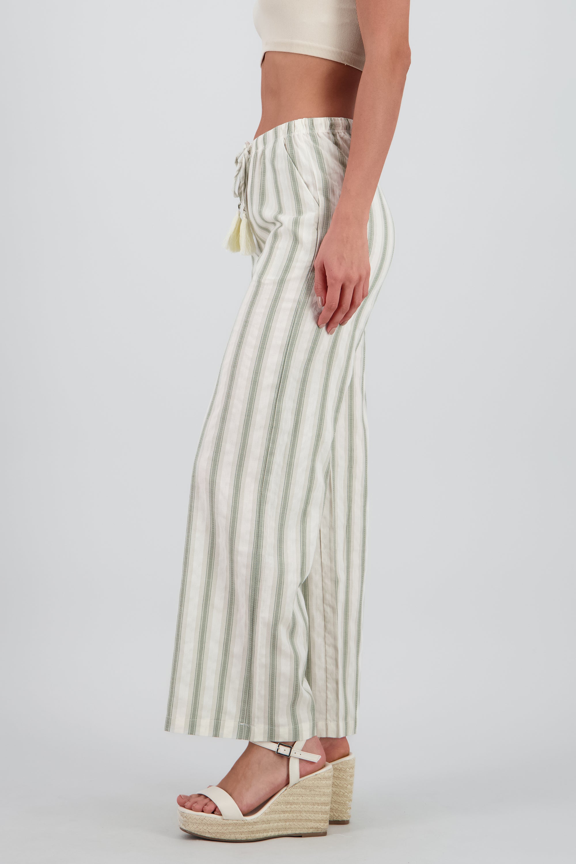 Pantalon rayas con jareta OLIVO COMBO