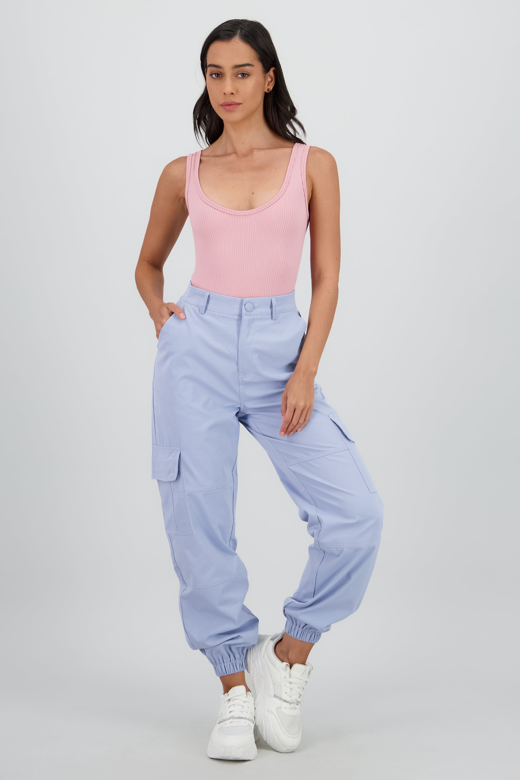 Pantalon detalle pretina boton forrado AZUL