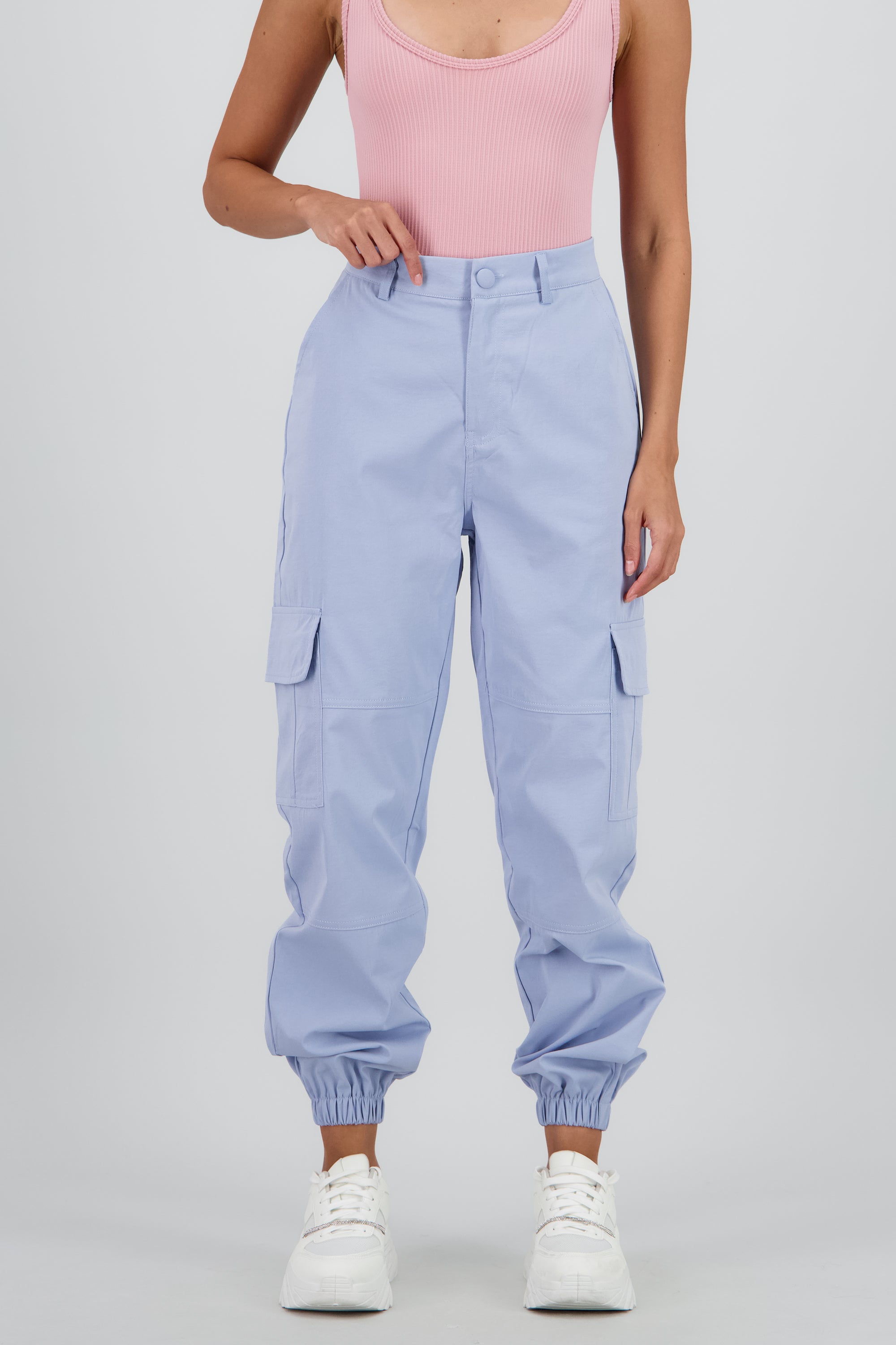 Pantalon detalle pretina boton forrado AZUL