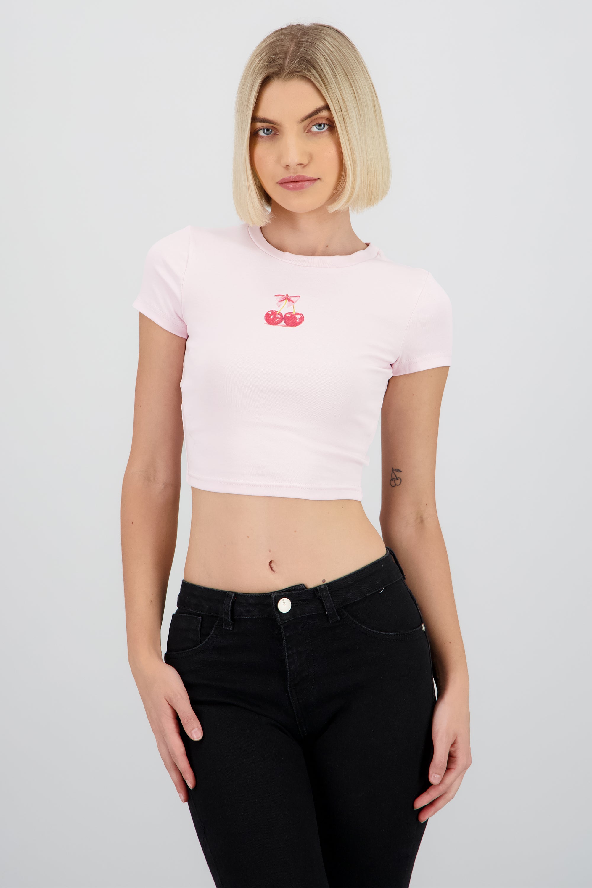 Top corto estampado cereza ROSA COMBO