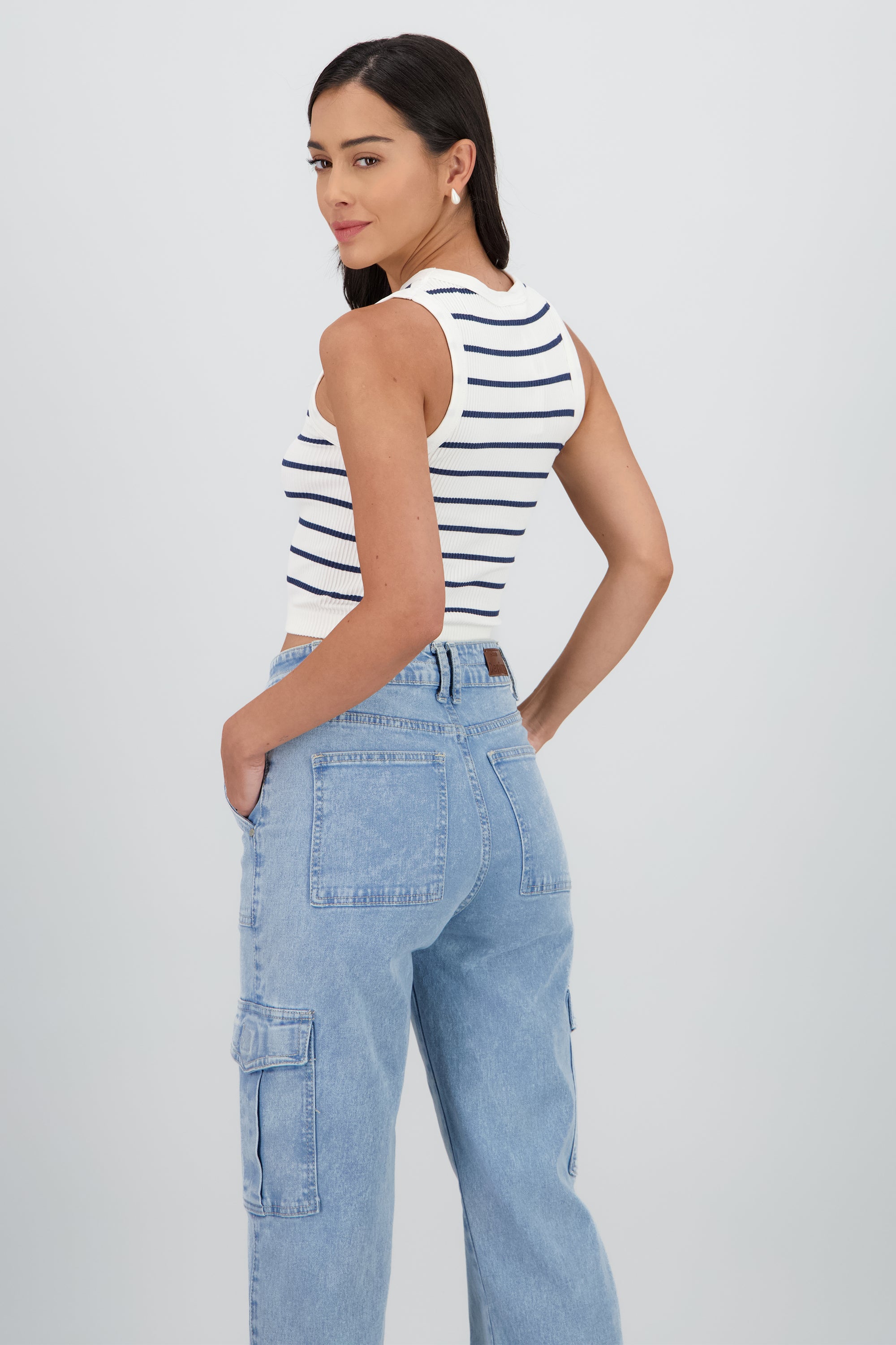 Top cuello redondo rayas seamless MARINO COMBO